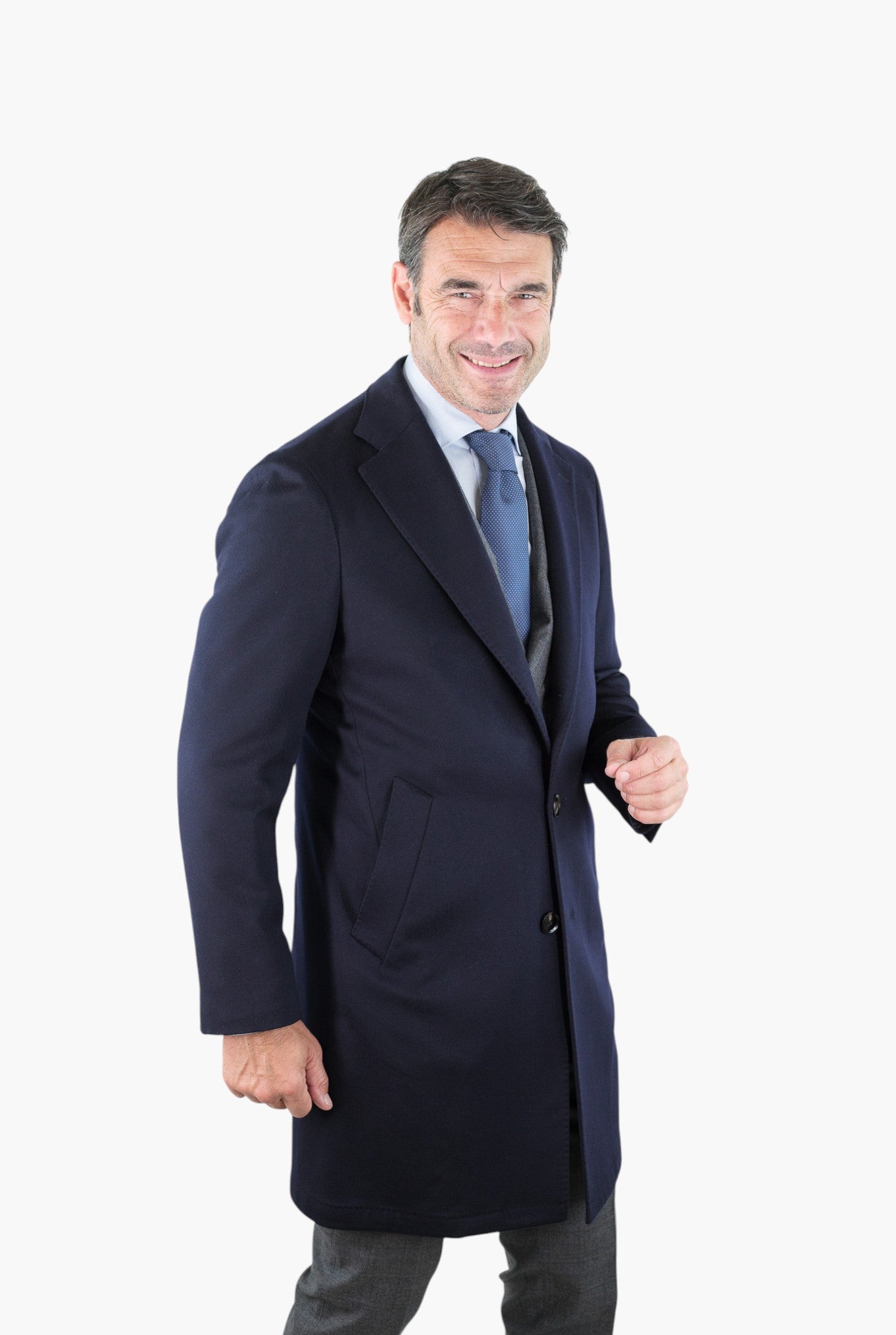 GUARINO Cappotto Monopetto Cashmere Blu