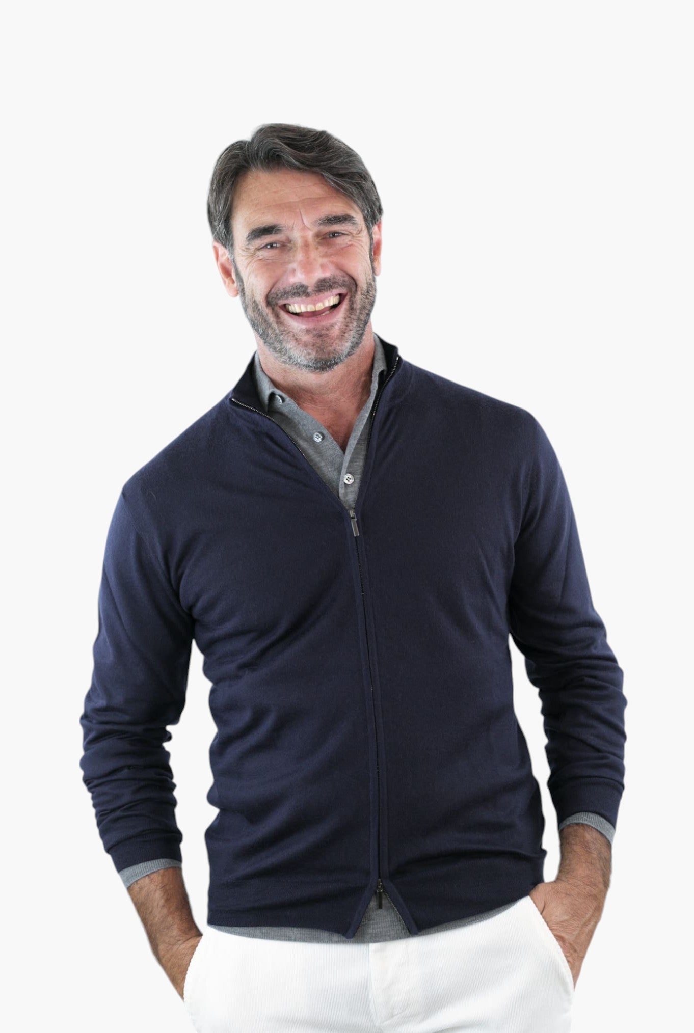 GUARINO Maglia Full Zip Cashlight Blu Scuro