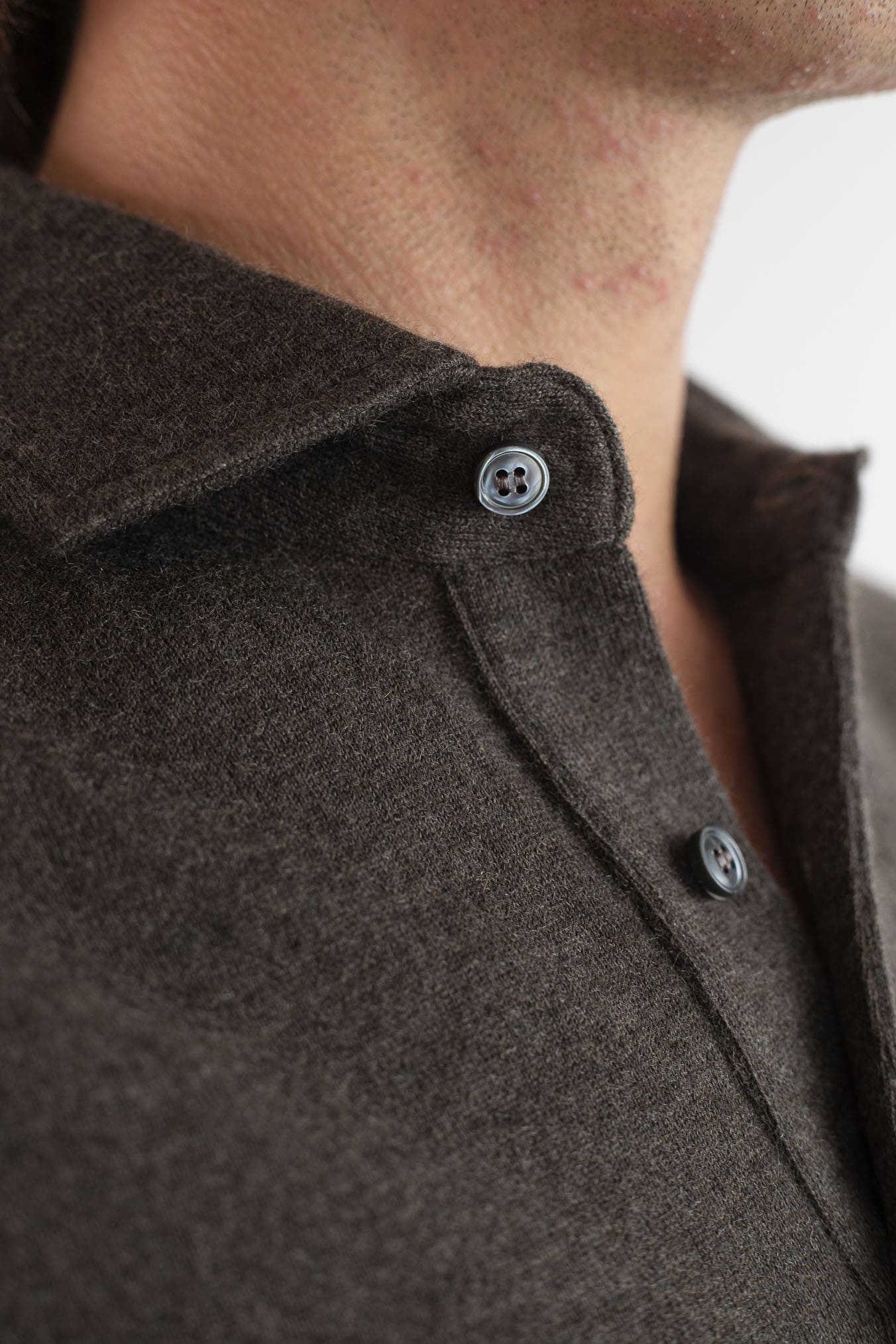 GUARINO Polo Cashmere Light Collo Camicia Marrone