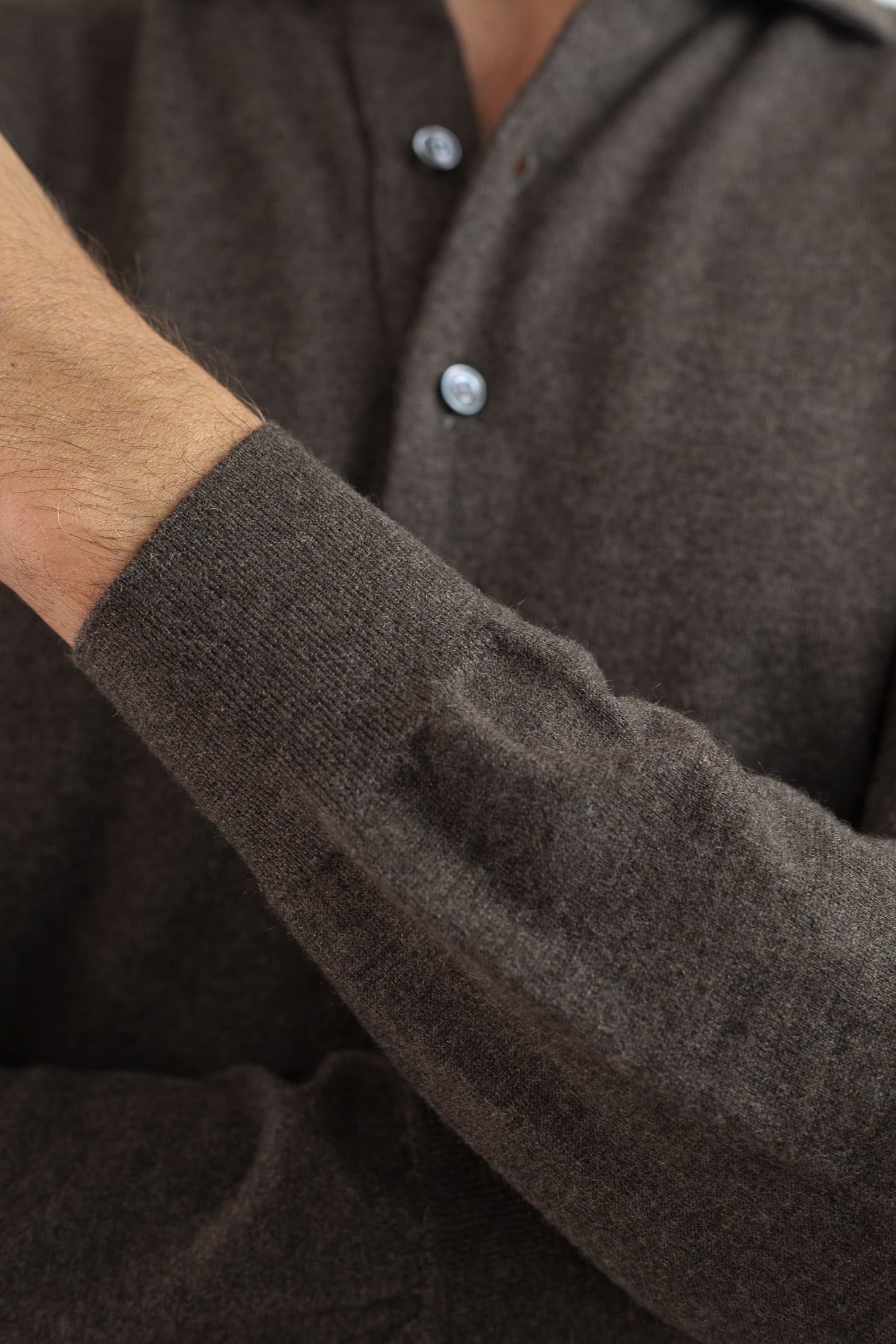 GUARINO Polo Cashmere Light Collo Camicia Marrone