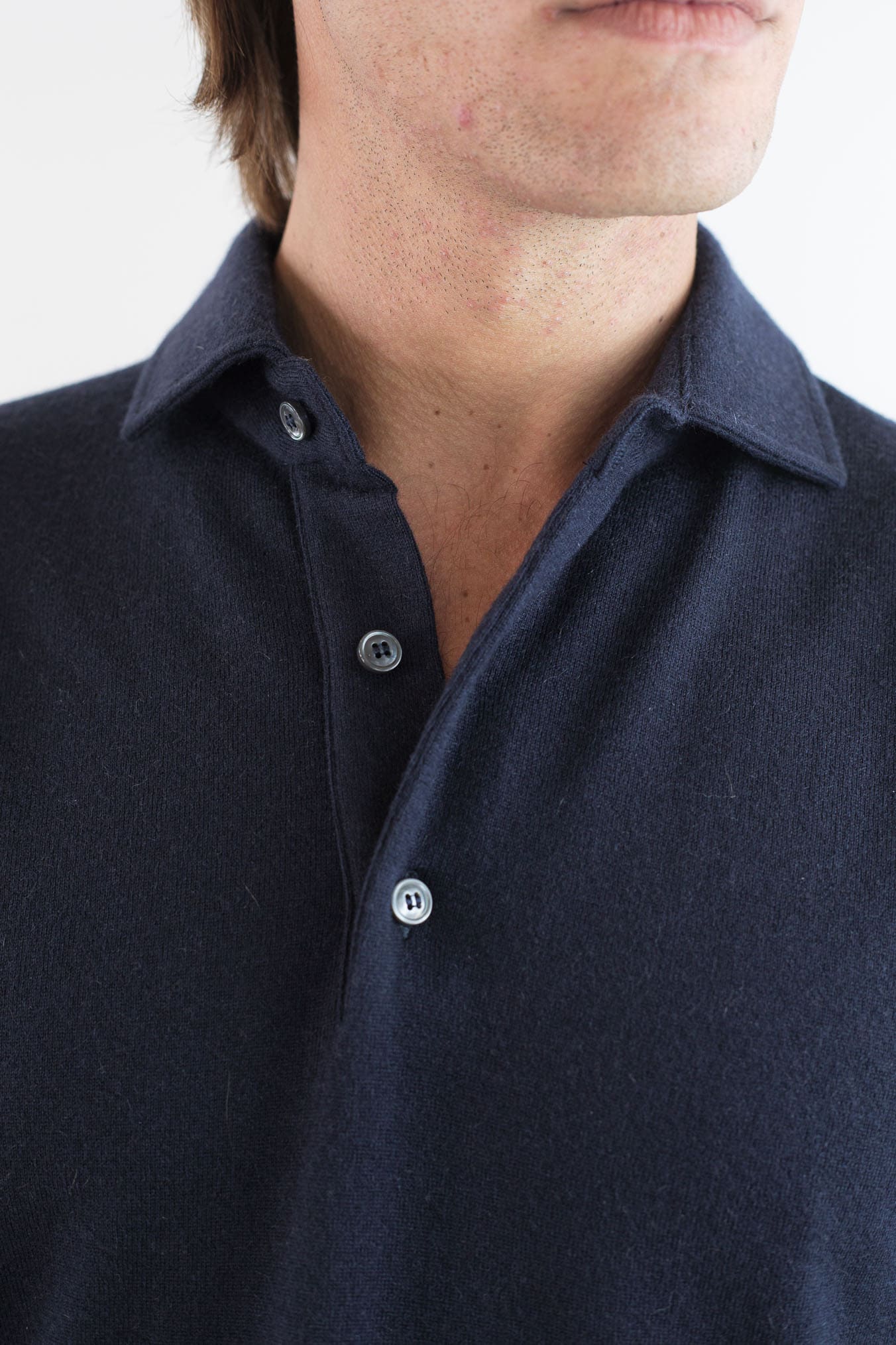 GUARINO Polo Cashmere Light Collo Camicia Blu