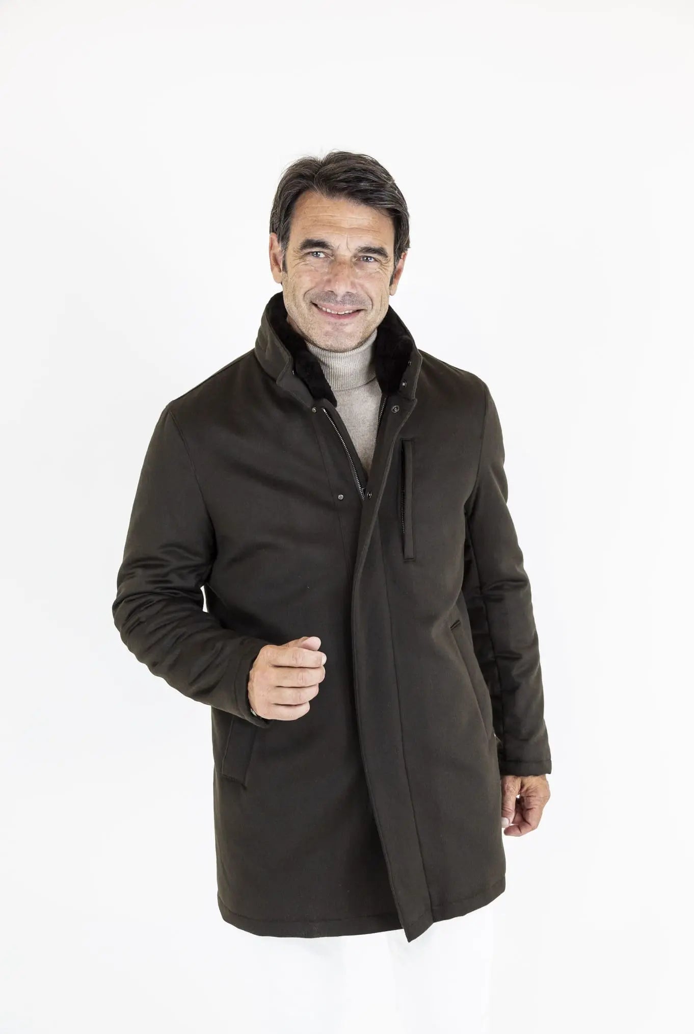 GUARINO Giaccone Cashmere Castorino Removibile Testa di Moro