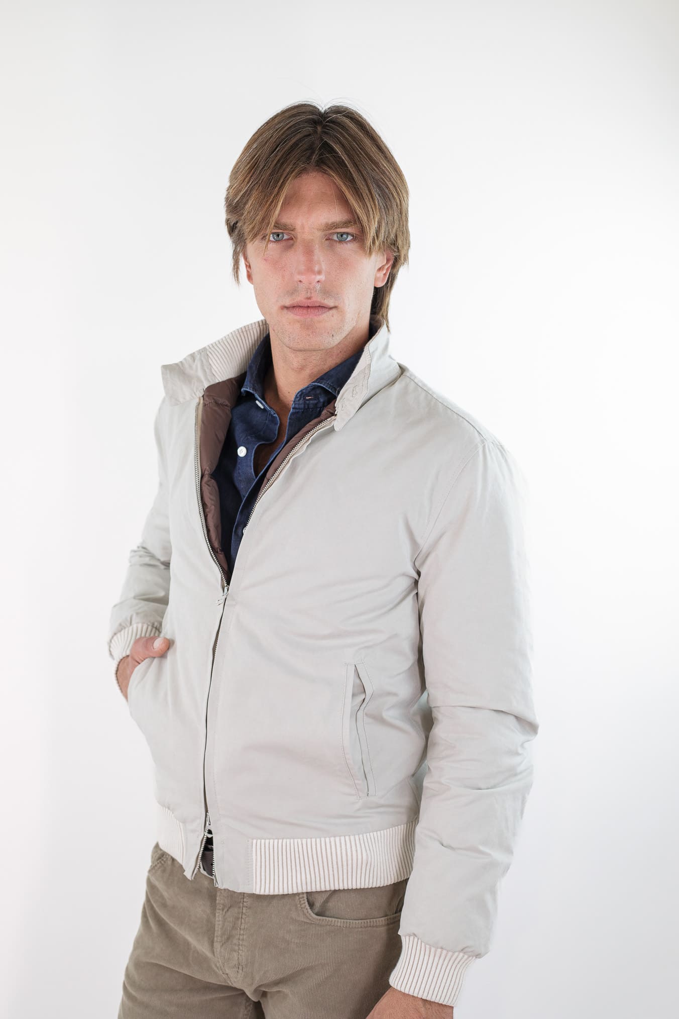 GUARINO Giubbino Cotone Water-repellent Beige Chiaro