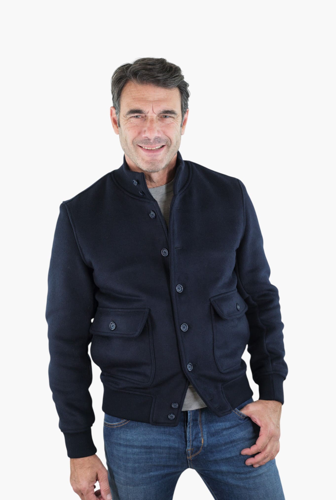 GUARINO Giubbino Sfoderato Lana Cashmere Blu