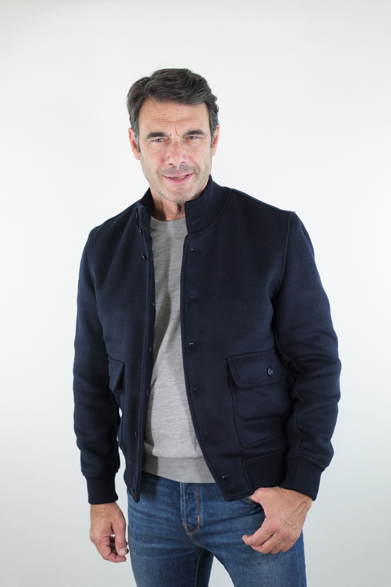 GUARINO Giubbino Sfoderato Lana Cashmere Blu