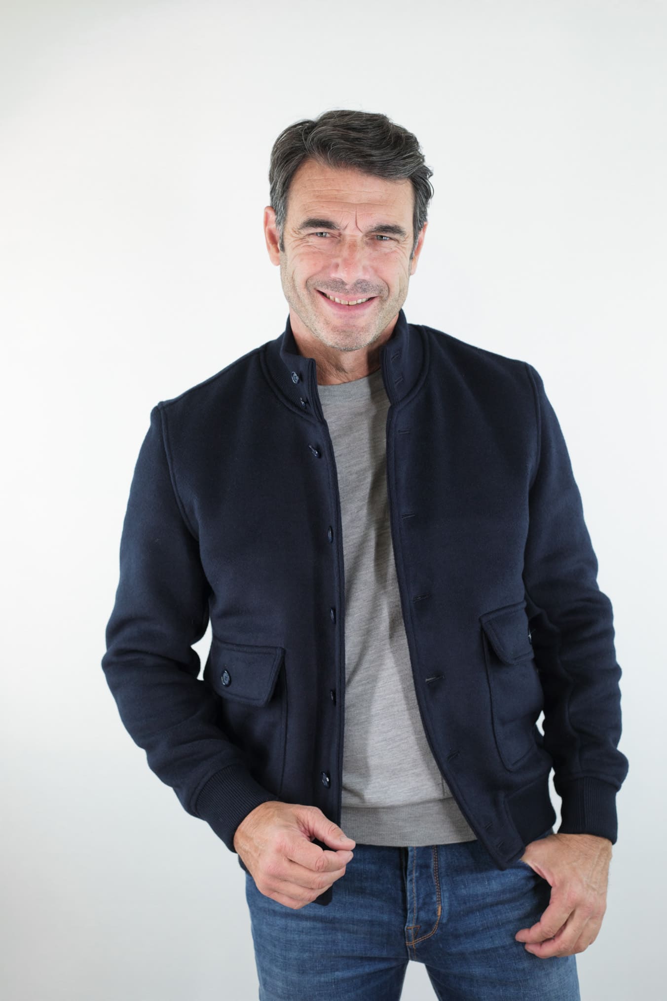 GUARINO Giubbino Sfoderato Lana Cashmere Blu