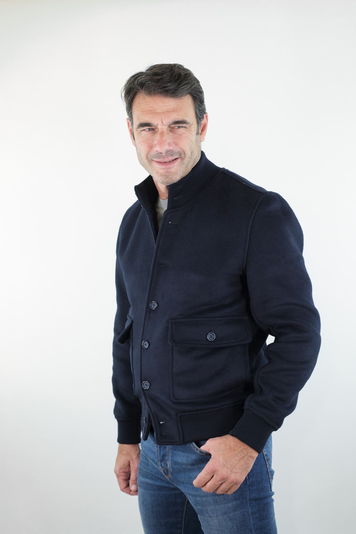 GUARINO Giubbino Sfoderato Lana Cashmere Blu