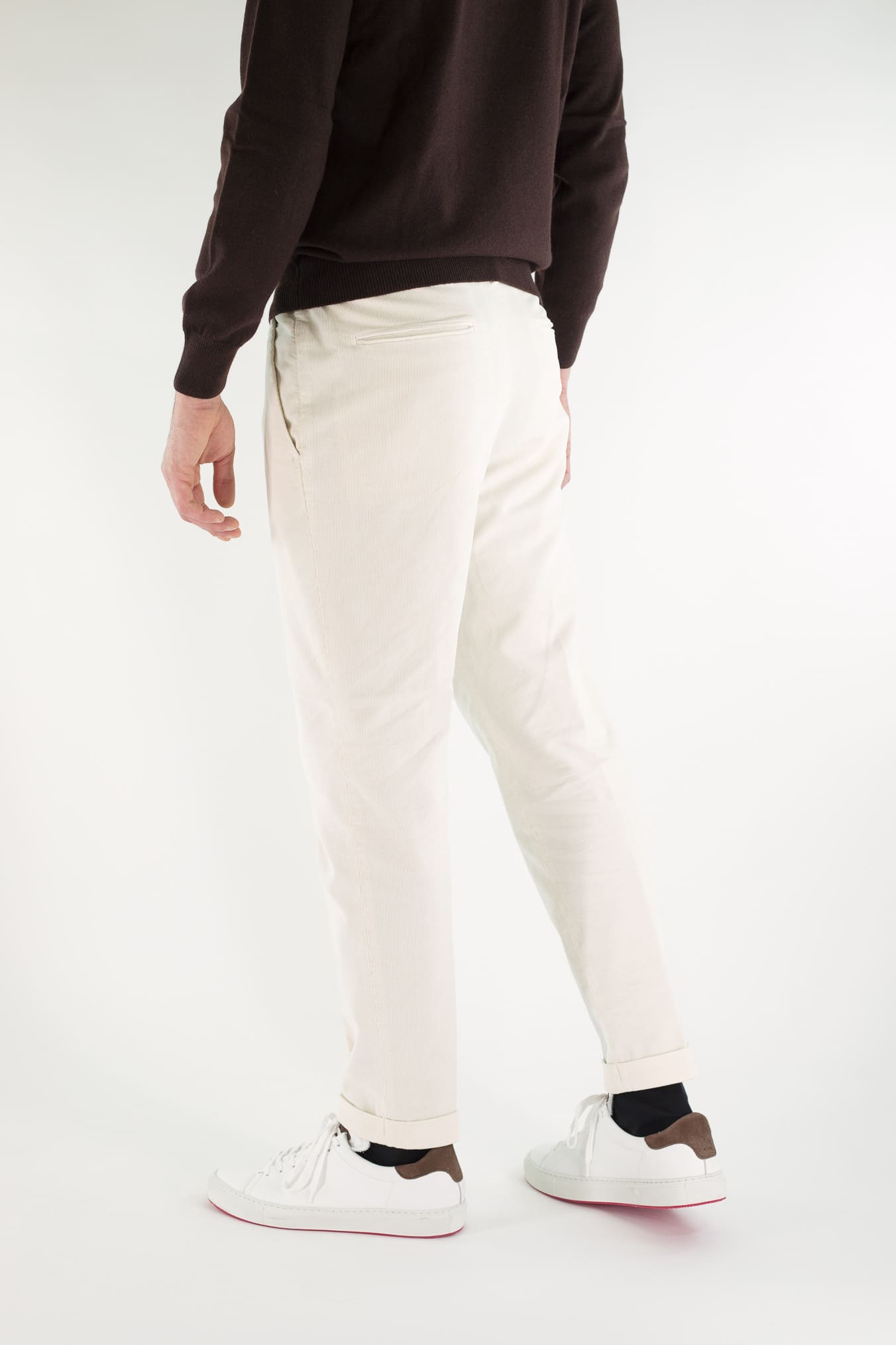 GUARINO Pantaloni Velluto Millerighe Bianco