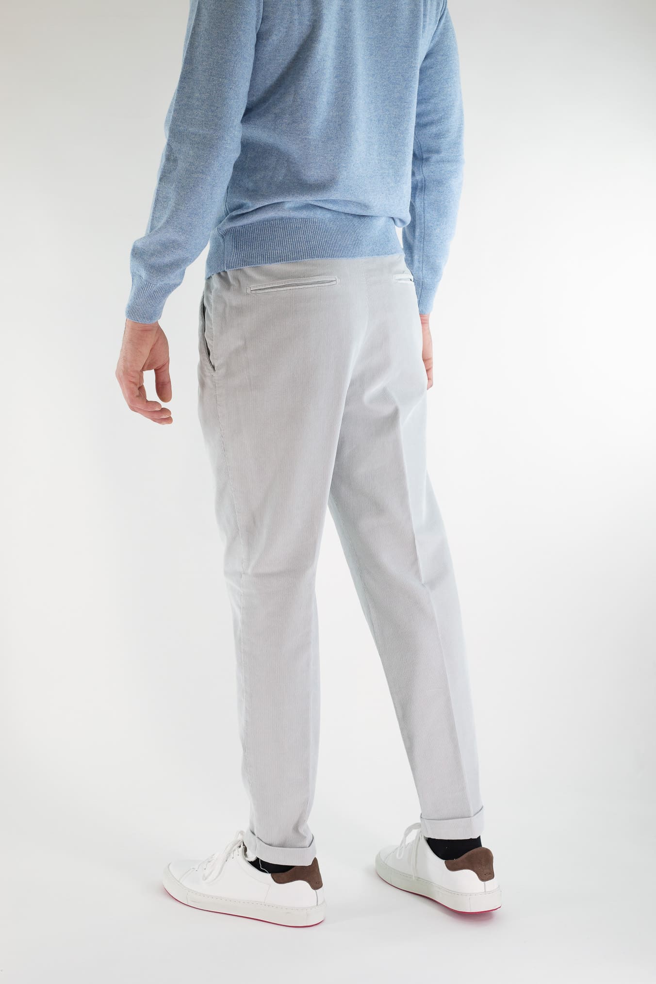 GUARINO Pantaloni Velluto Millerighe Grigio Perla