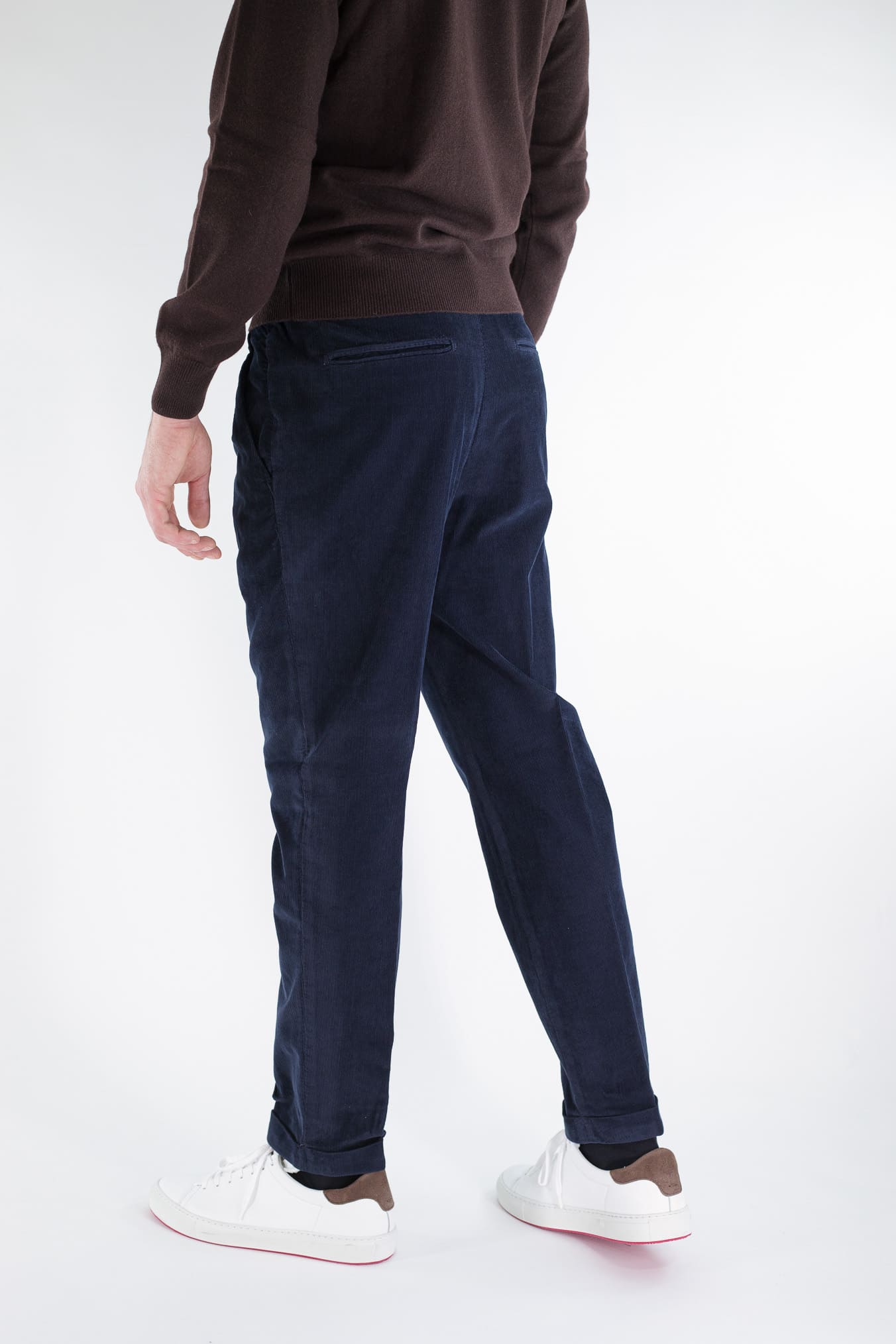 GUARINO Pantaloni Velluto Millerighe Blu Navy