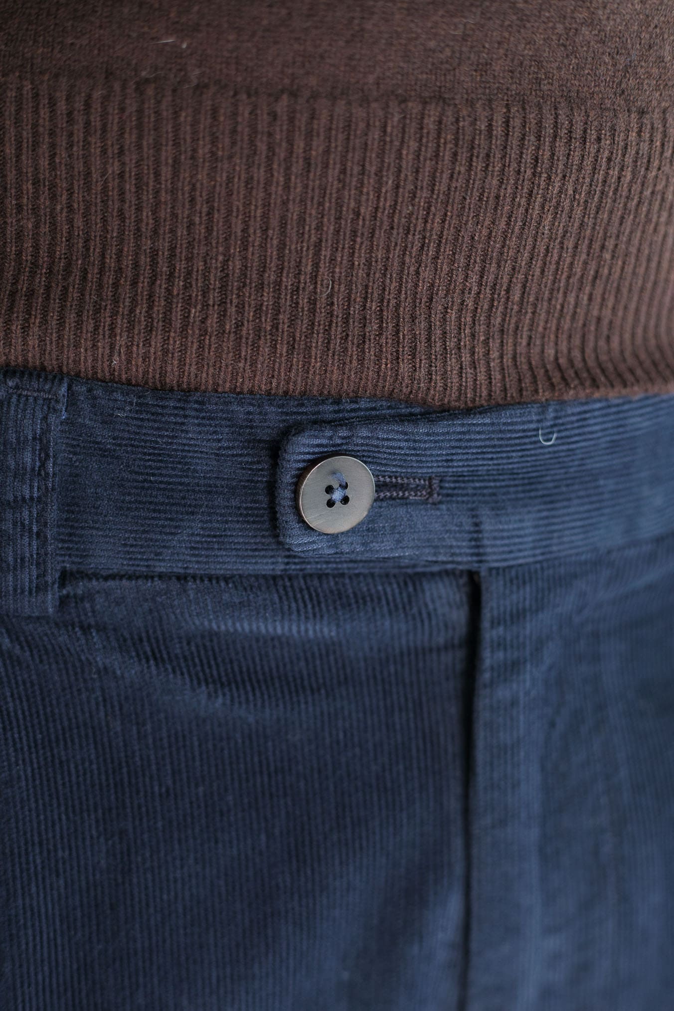 GUARINO Pantaloni Velluto Millerighe Blu Navy