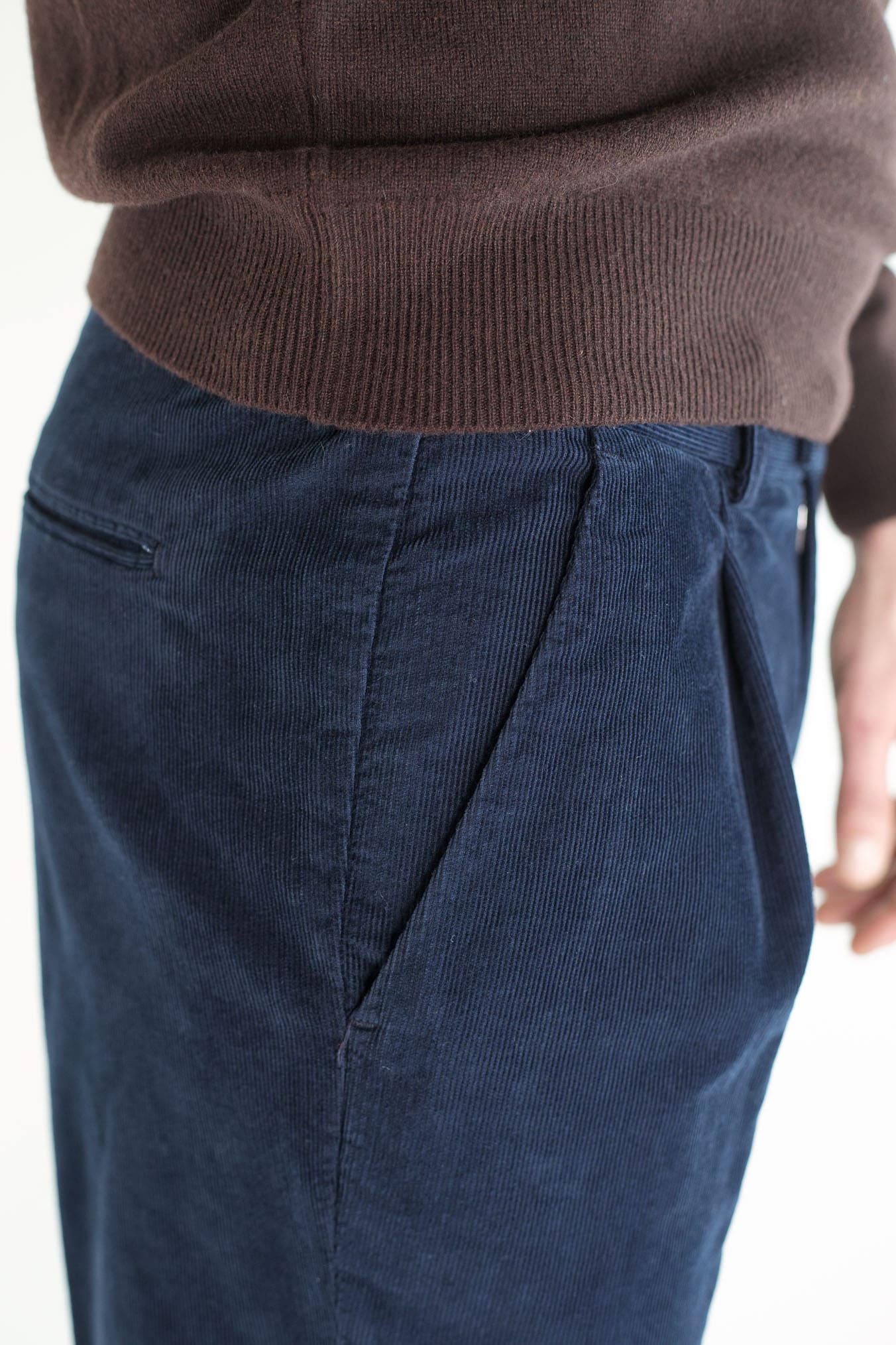 GUARINO Pantaloni Velluto Millerighe Blu Navy