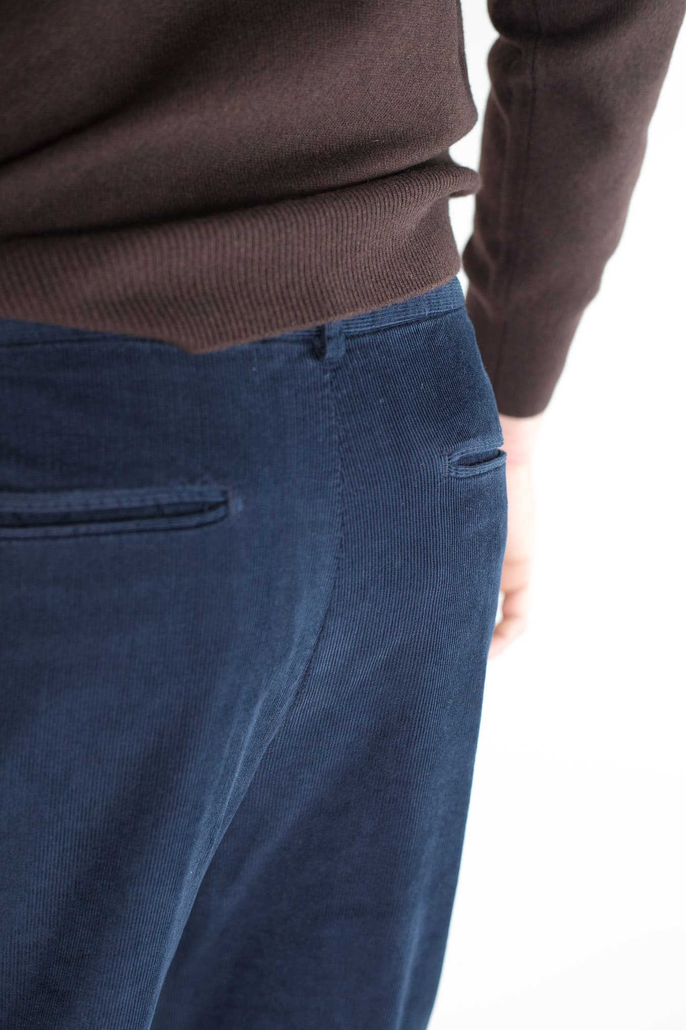 GUARINO Pantaloni Velluto Millerighe Blu Navy