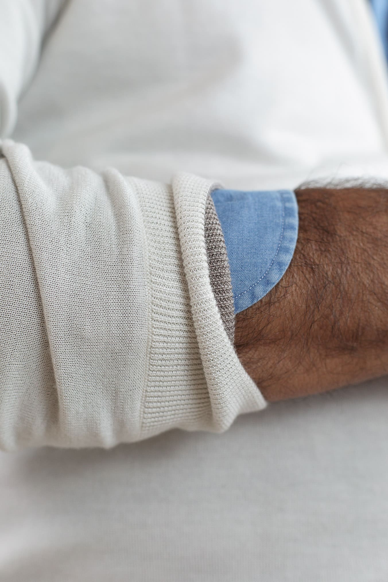 GUARINO Maglia Reversibile Full Zip Cashmere/Seta Beige/Bianco