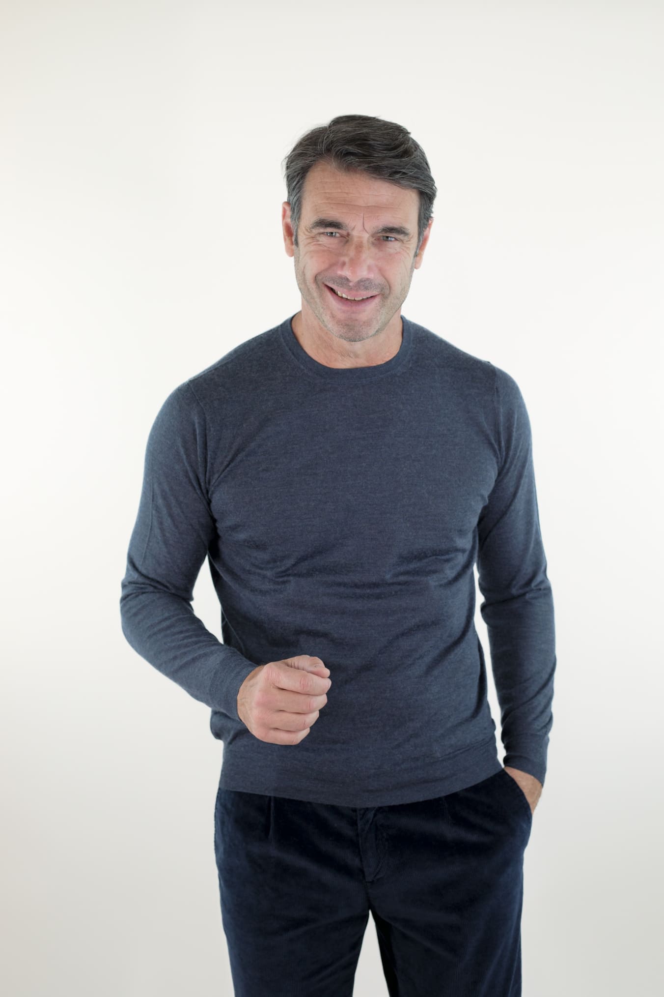 GUARINO Girocollo Cashmere Seta Superlight Blu Chiaro