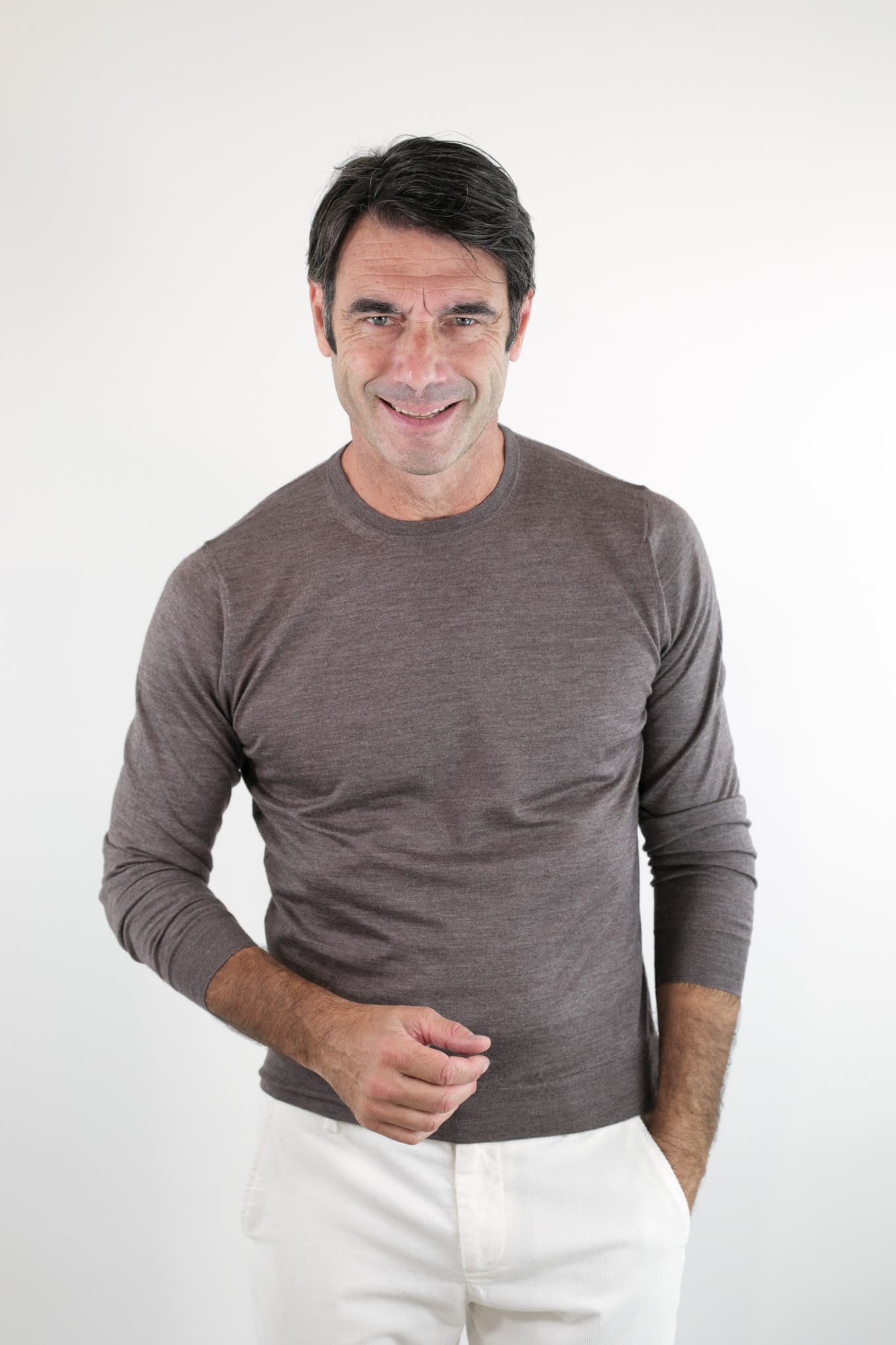 GUARINO Girocollo Superlight Cashmere e Seta Pettinato Noce