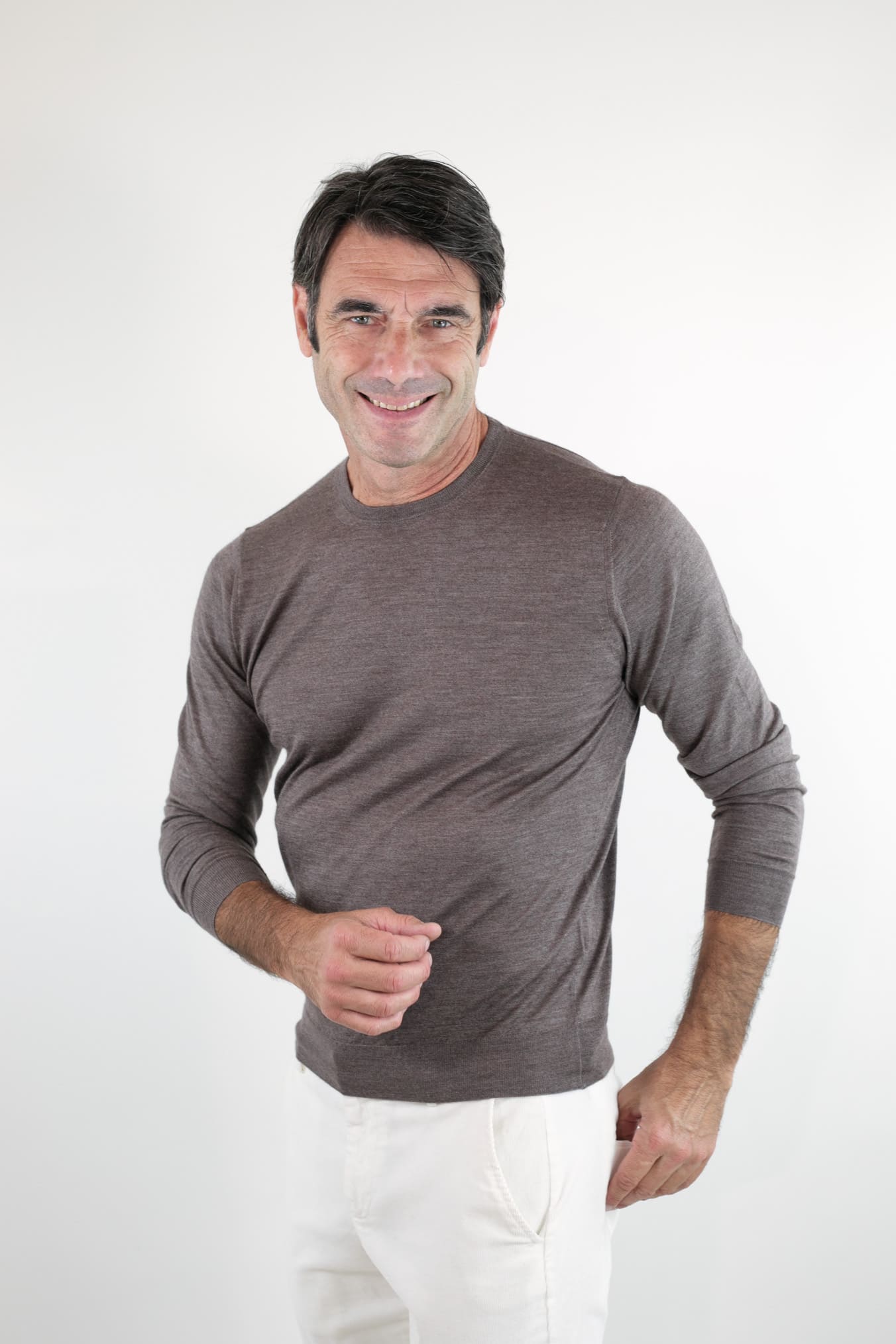 GUARINO Girocollo Superlight Cashmere e Seta Pettinato Noce