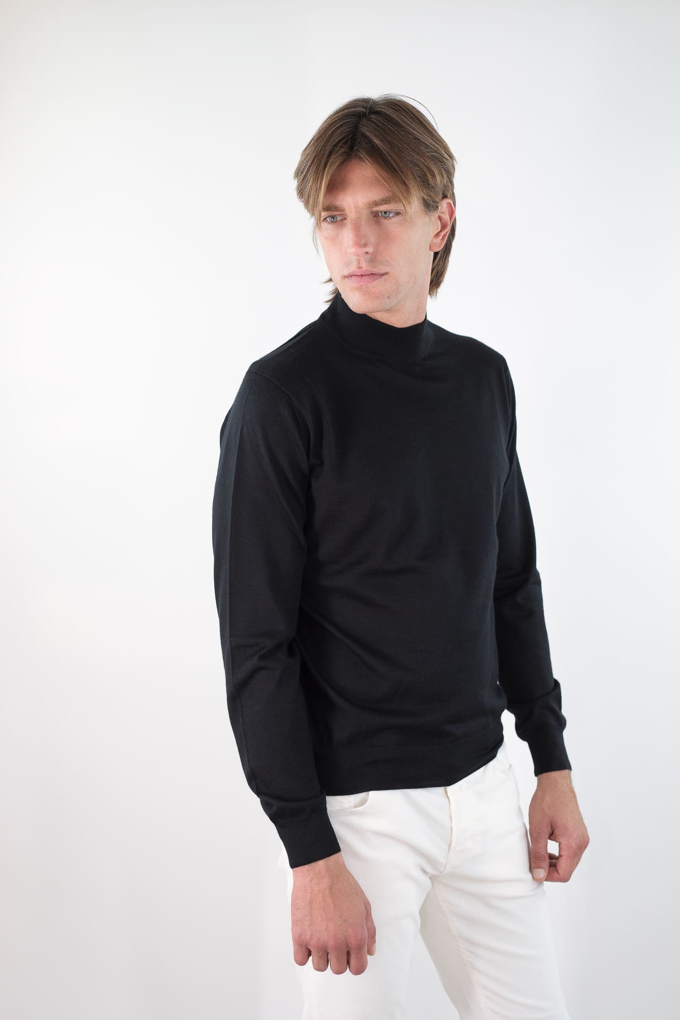 GUARINO Lupetto Cashmere e Seta Superlight Nero