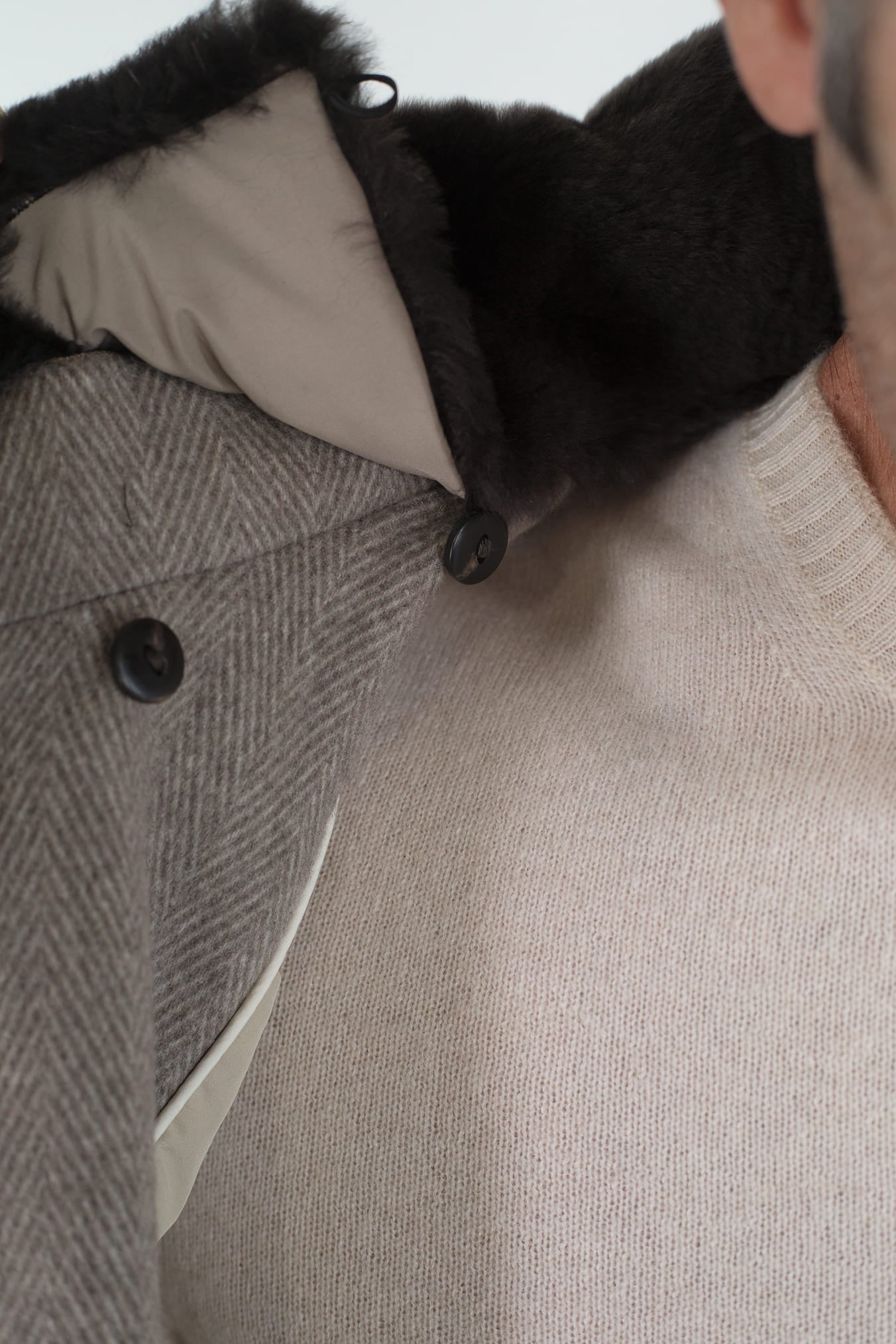 GUARINO Giubbino Chevron Cashmere Loro Piana Beige