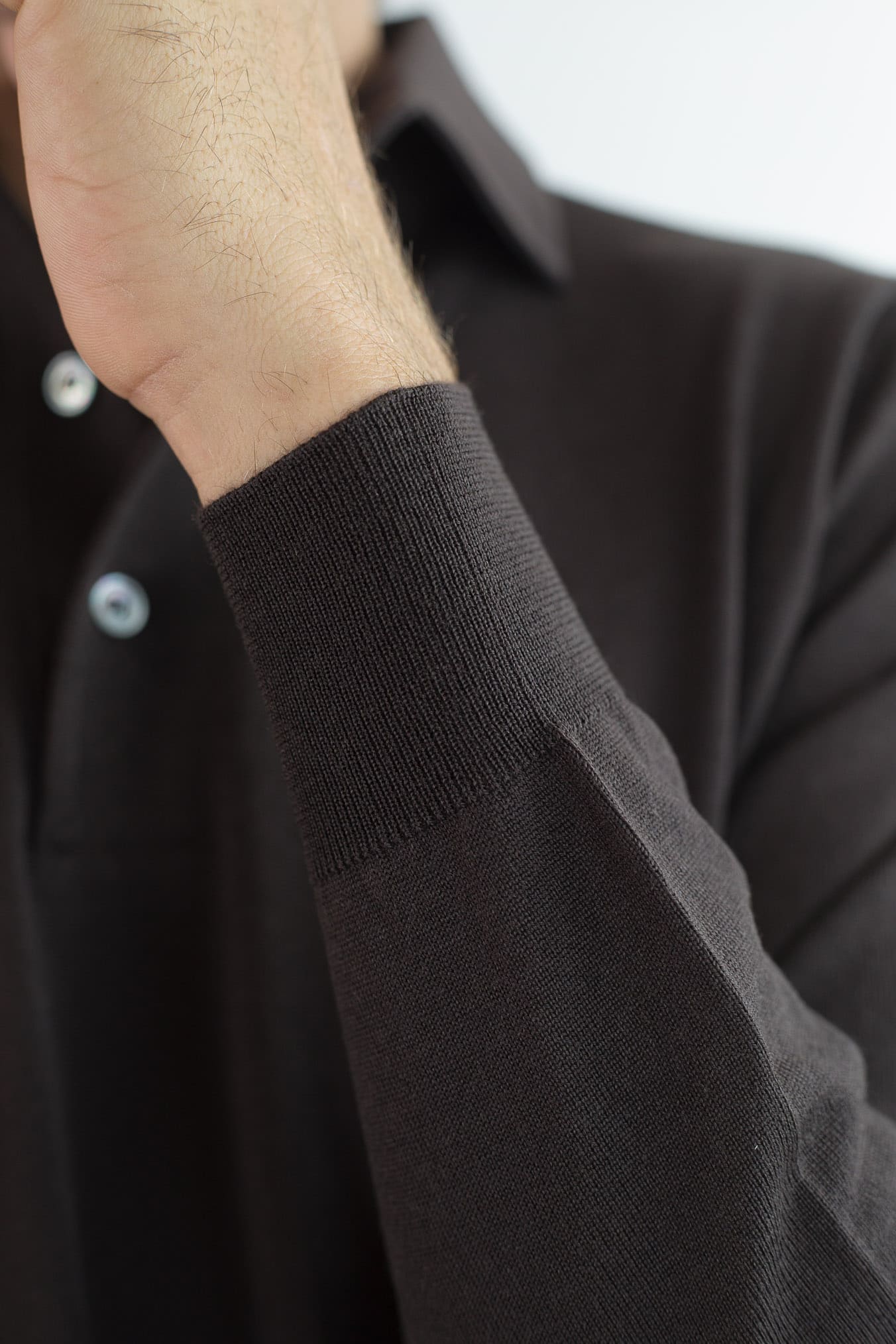 GUARINO Polo Collo Camicia Merinos 120's Caffè