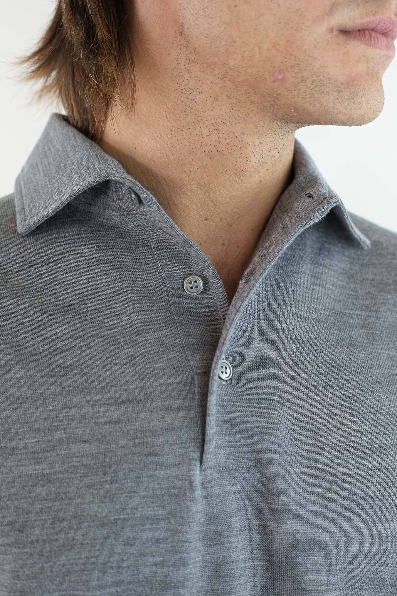 GUARINO Polo Collo Camicia Merinos 120's Grigio
