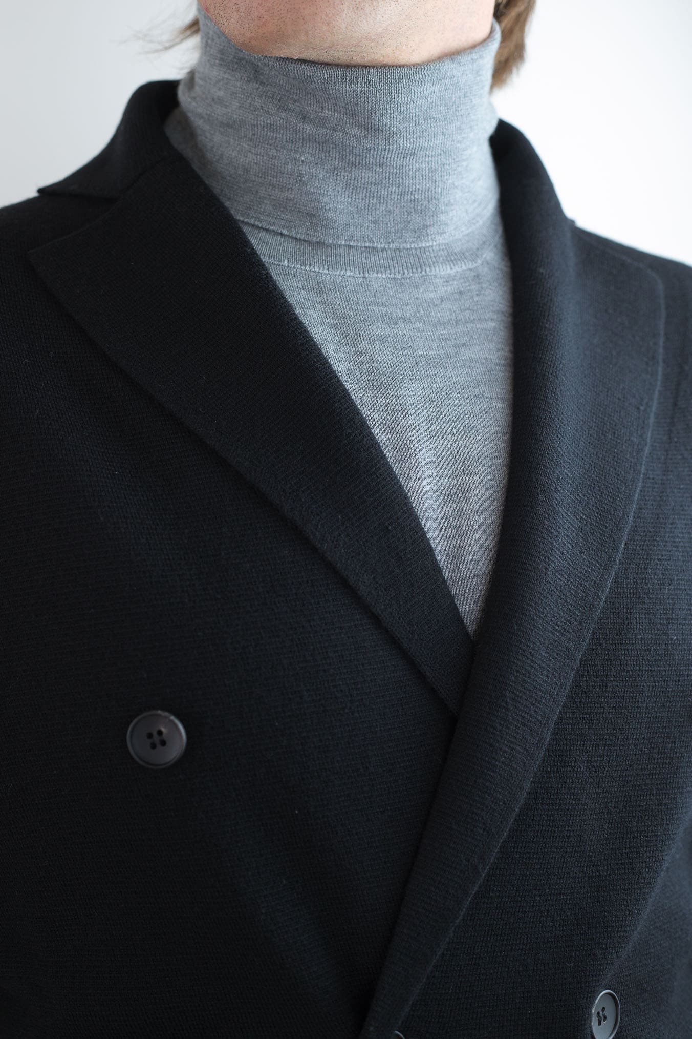 GUARINO Giacca Maglia Doppiopetto Lana Nera