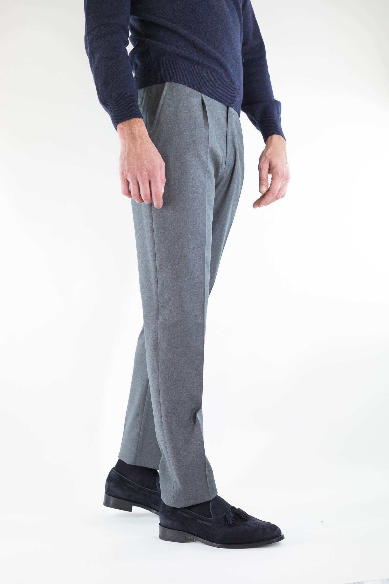 GUARINO Pantaloni Flanella Lana Grigio Medio