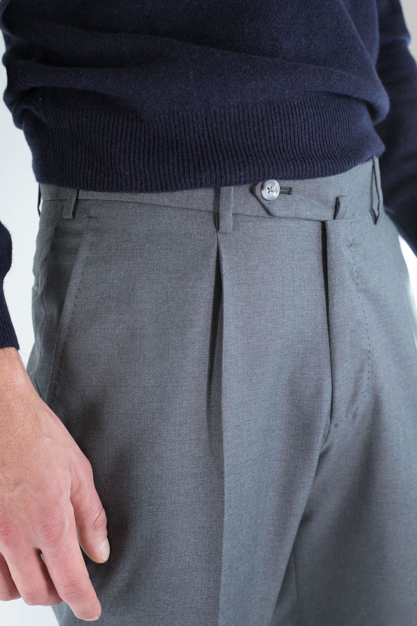 GUARINO Pantaloni Flanella Lana Grigio Medio