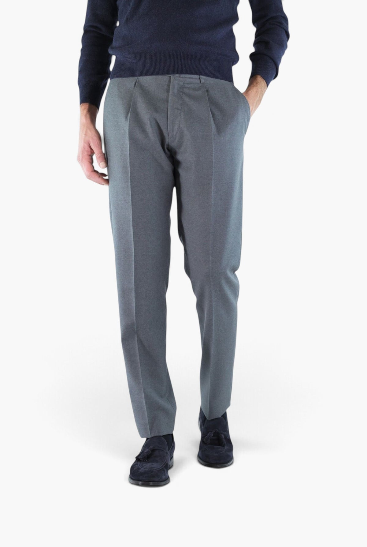 Pantaloni Flanella Lana Grigio Medio GUARINO