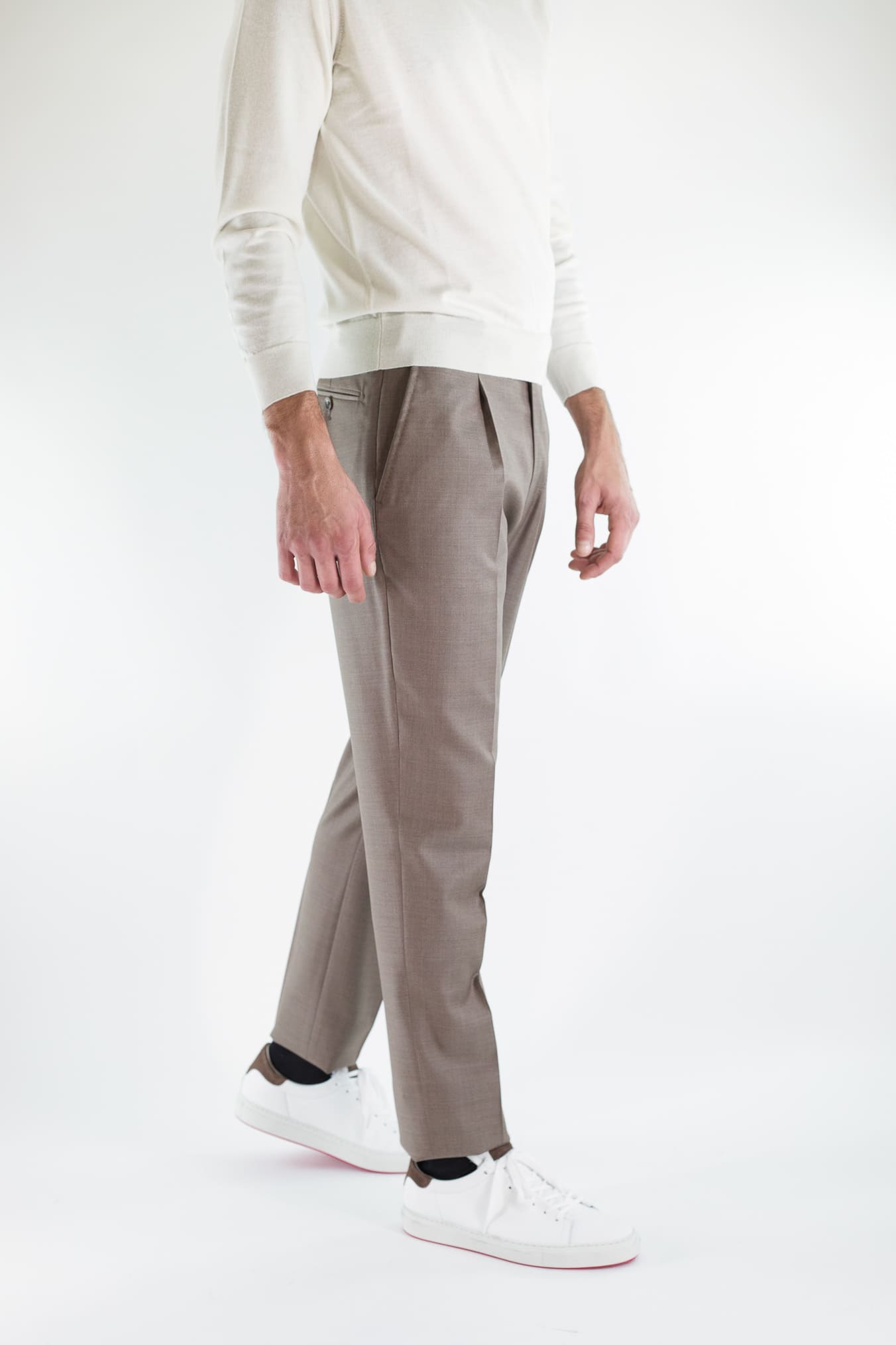 GUARINO Pantaloni Flanella Lana Tortora