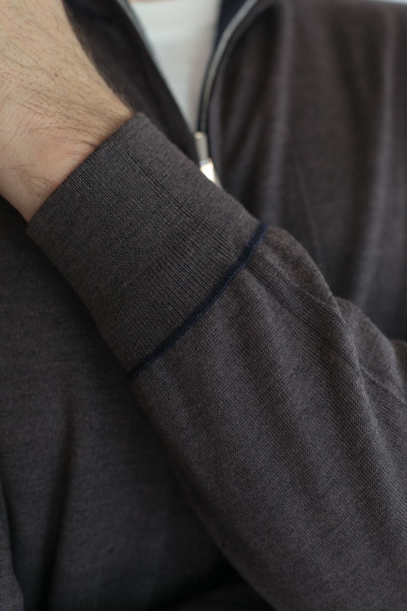 GUARINO Maglia Full Zip Reversibile Blu Marrone