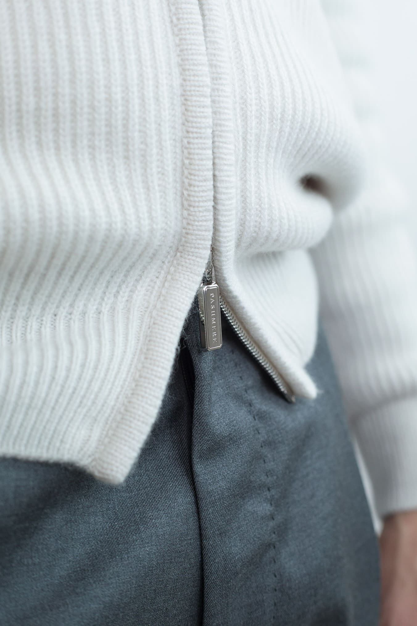 PASHMERE Maglia Full Zip Cashmere Castorino Bianco