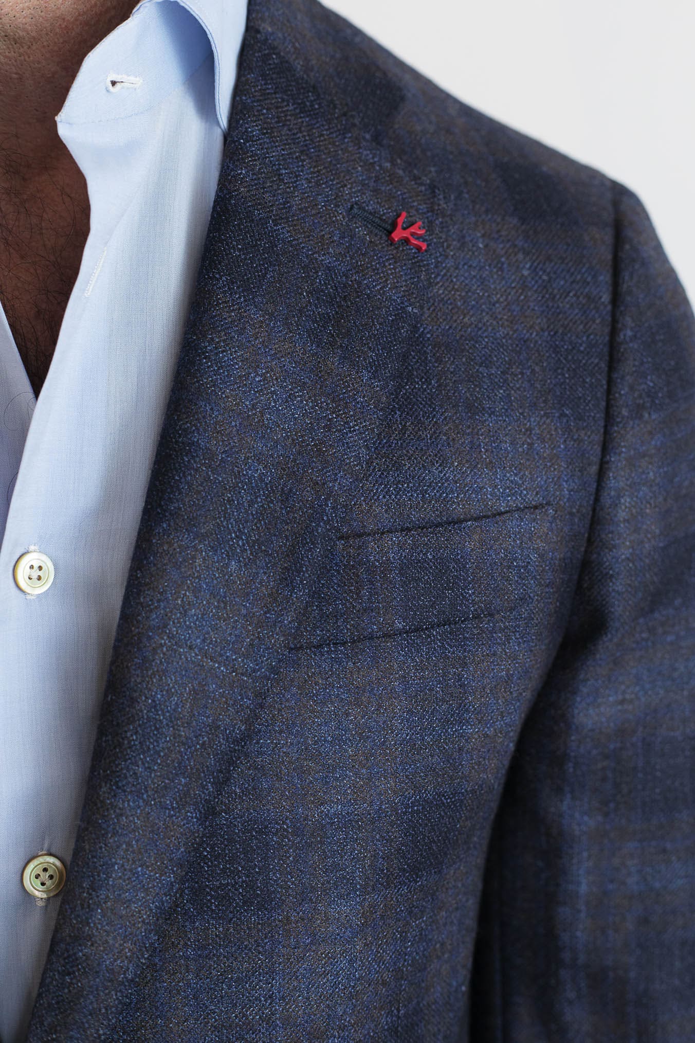 ISAIA Giacca Check Blu/Marrone