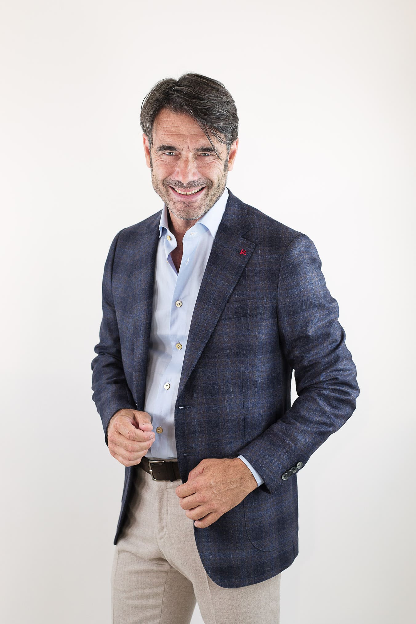 ISAIA Giacca Check Blu/Marrone