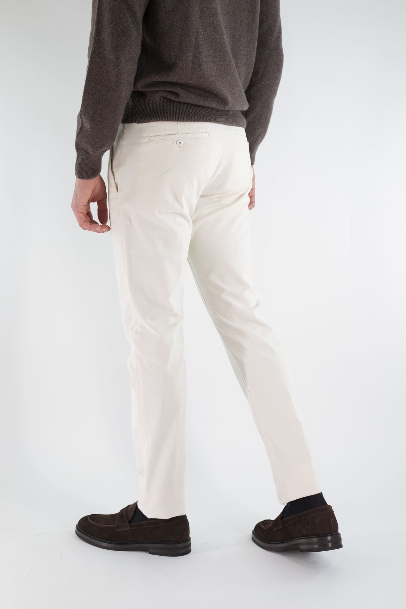 JACOB COHEN Pantaloni Chino "Bobby" Gabardina Cotone Cashmere Bianco