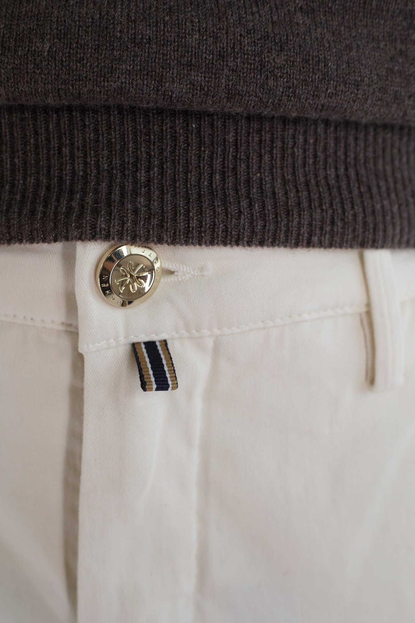JACOB COHEN Pantaloni Chino "Bobby" Gabardina Cotone Cashmere Bianco