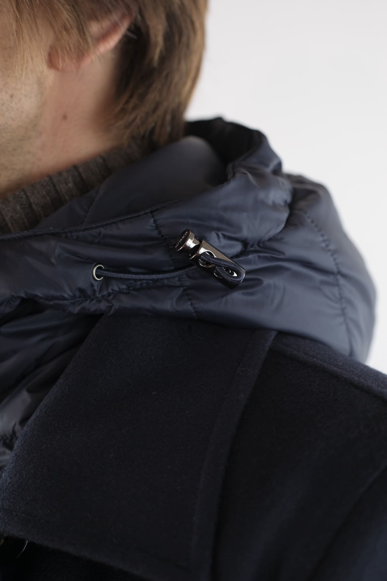 KIRED Giaccone Cashmere Doppiopetto "Jannu" Blu Cappuccio