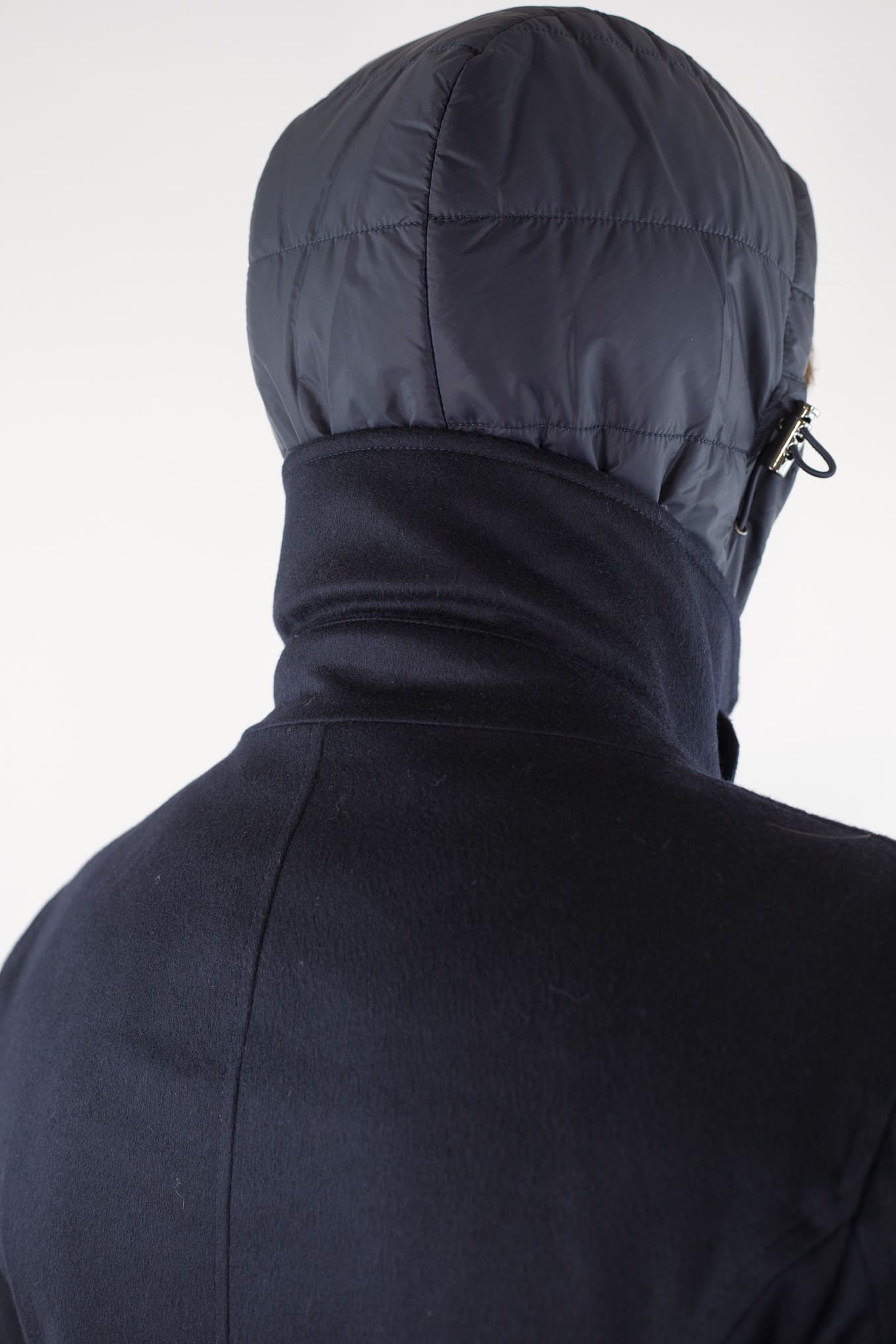 KIRED Giaccone Cashmere Doppiopetto "Jannu" Blu Cappuccio