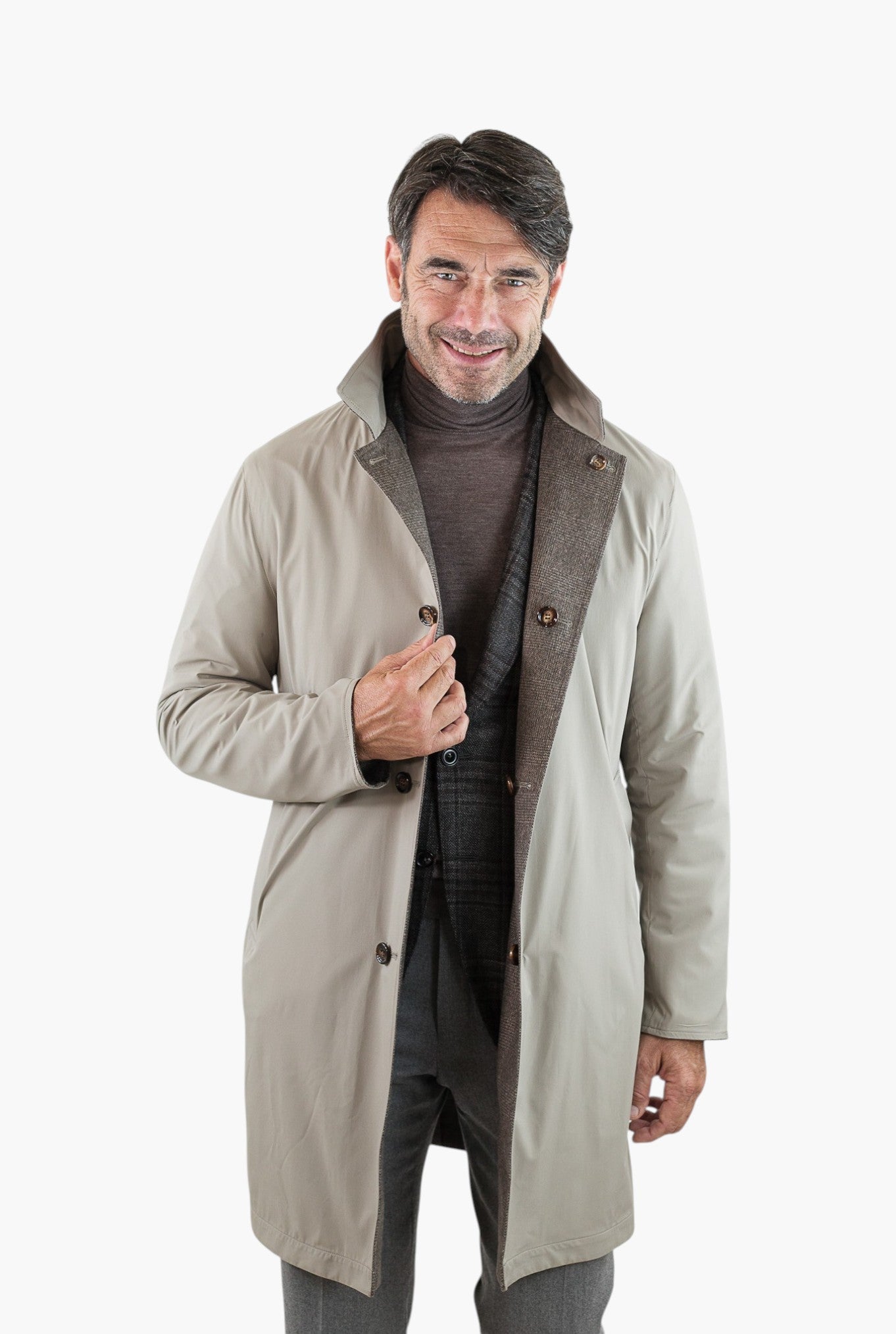 KIRED Cappotto Reversibile Lana Nylon Galles/Beige