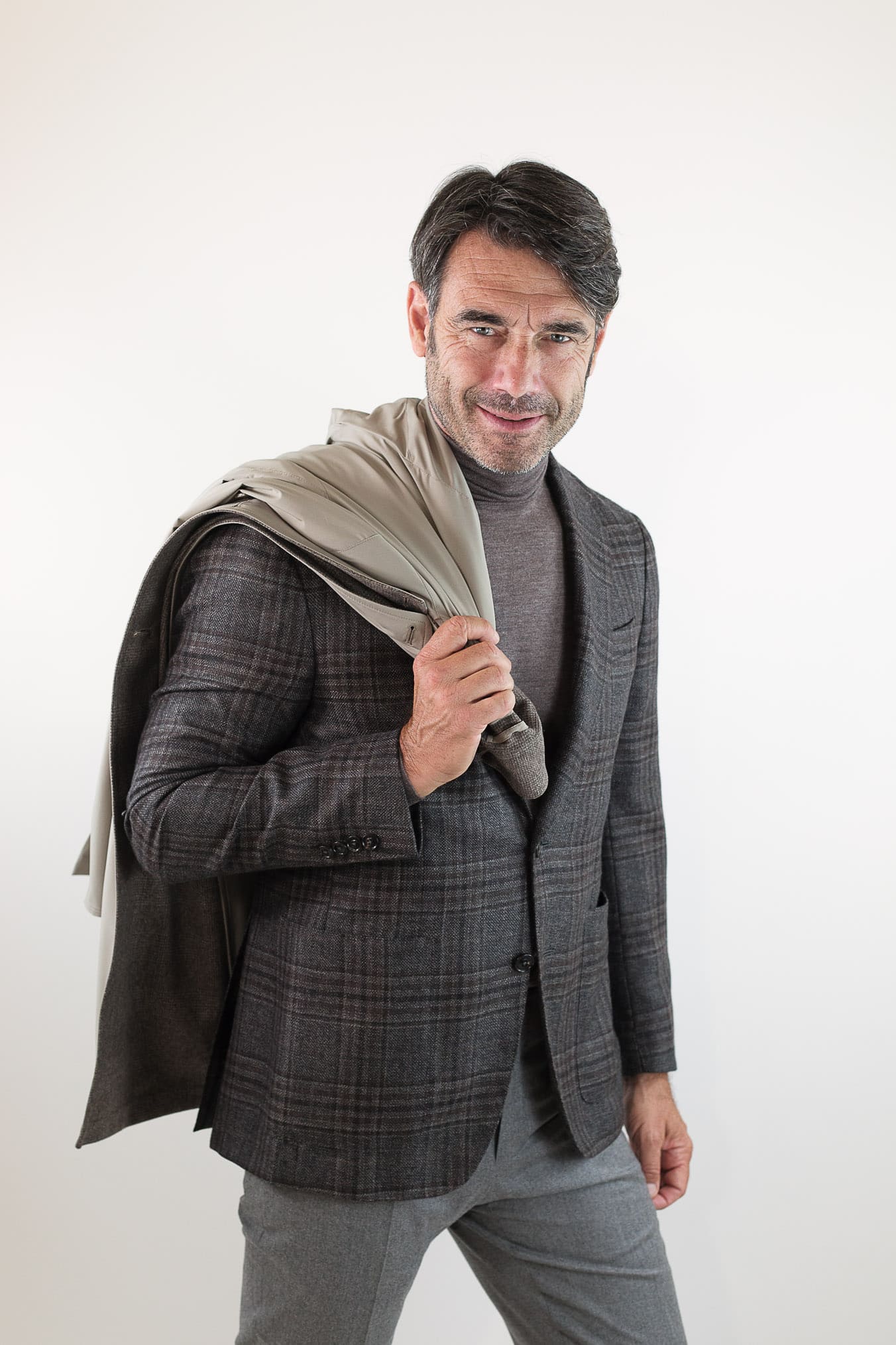 KIRED Cappotto Reversibile Lana Nylon Galles/Beige