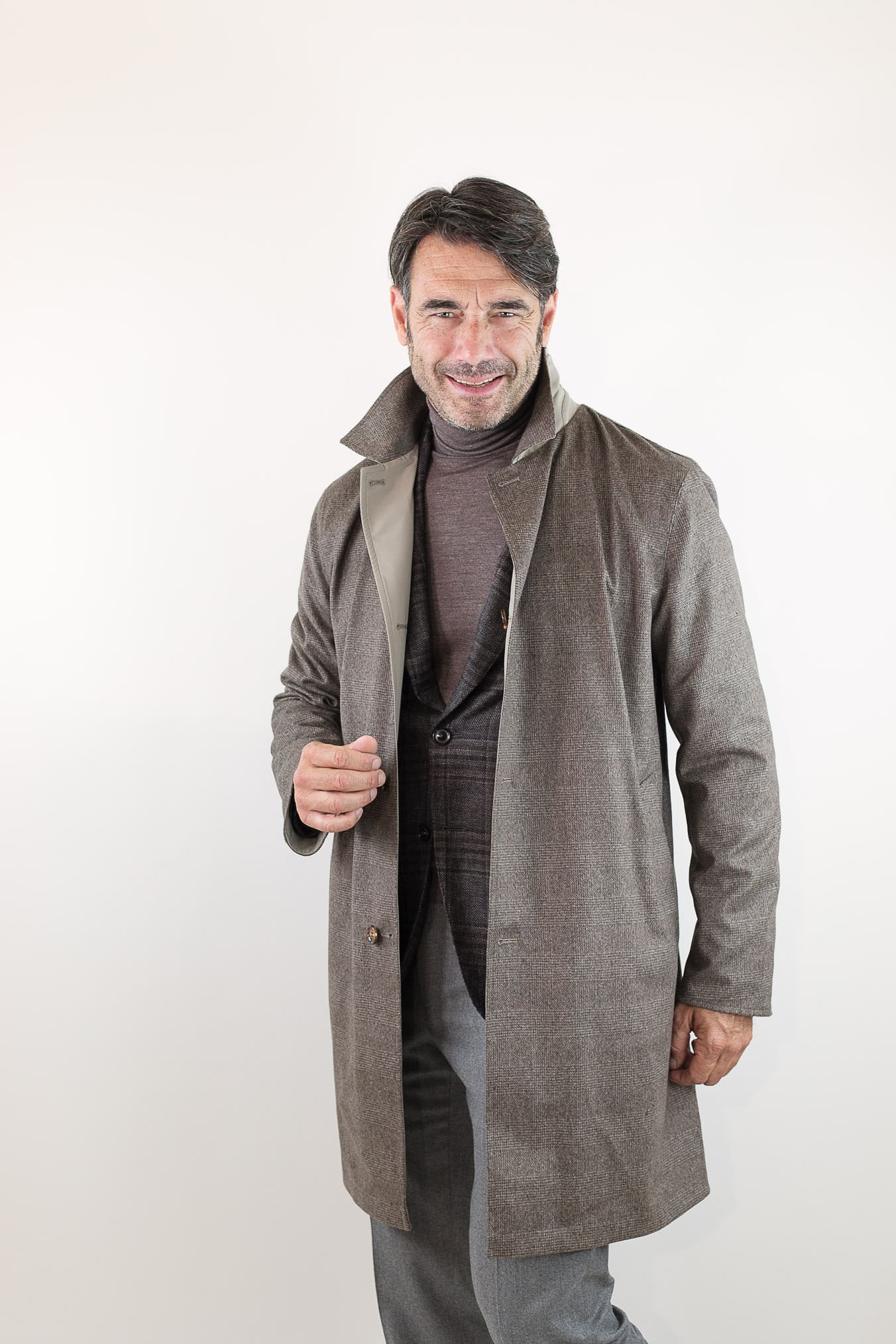 KIRED Cappotto Reversibile Lana Nylon Galles/Beige