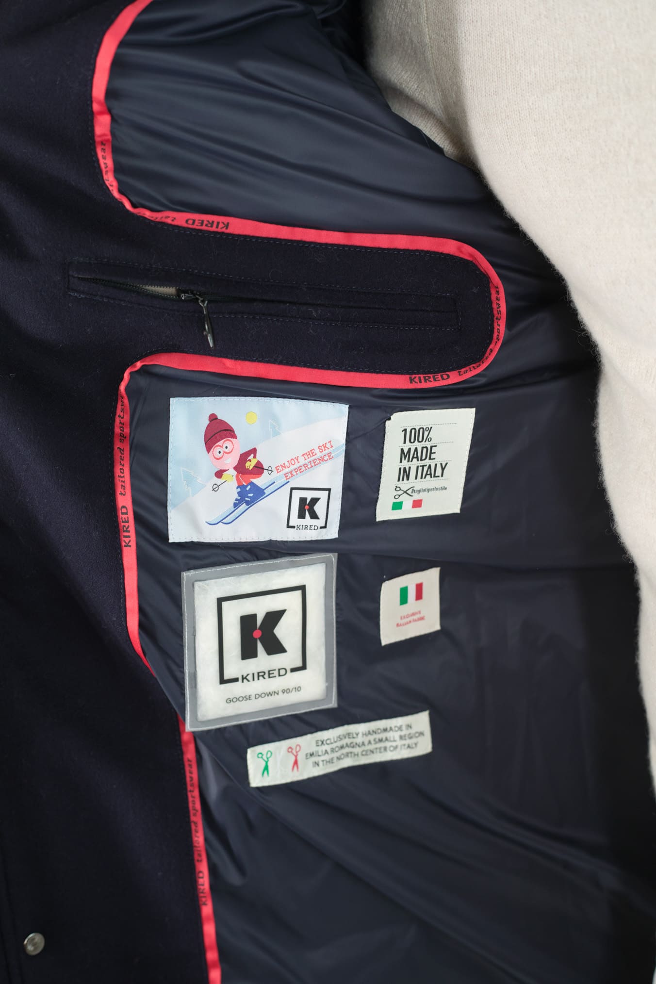 KIRED Giaccone Piuma D'Oca Lana Cappuccio Blu