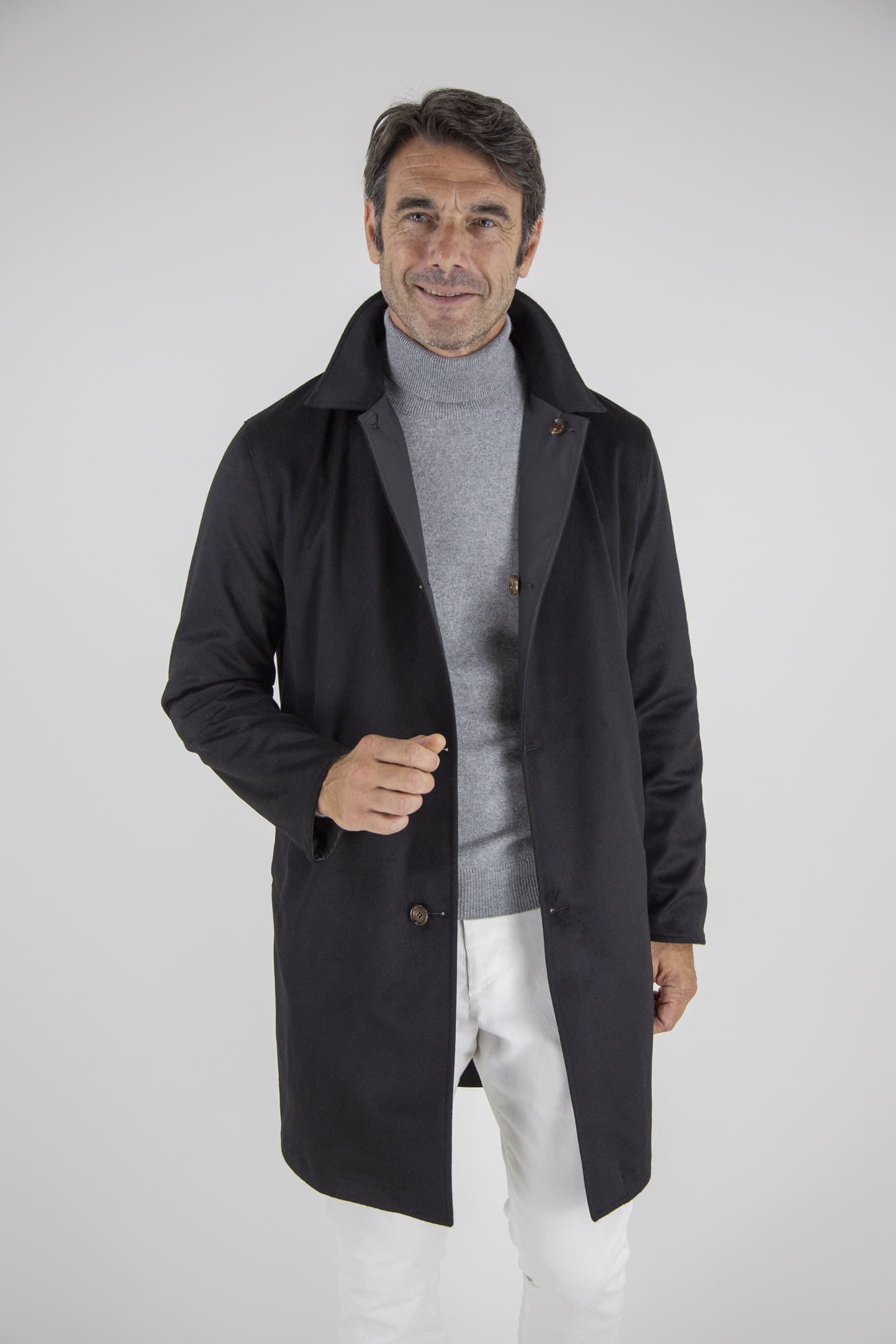 KIRED Cappotto Reversibile Cashmere Nylon Nero/Nero