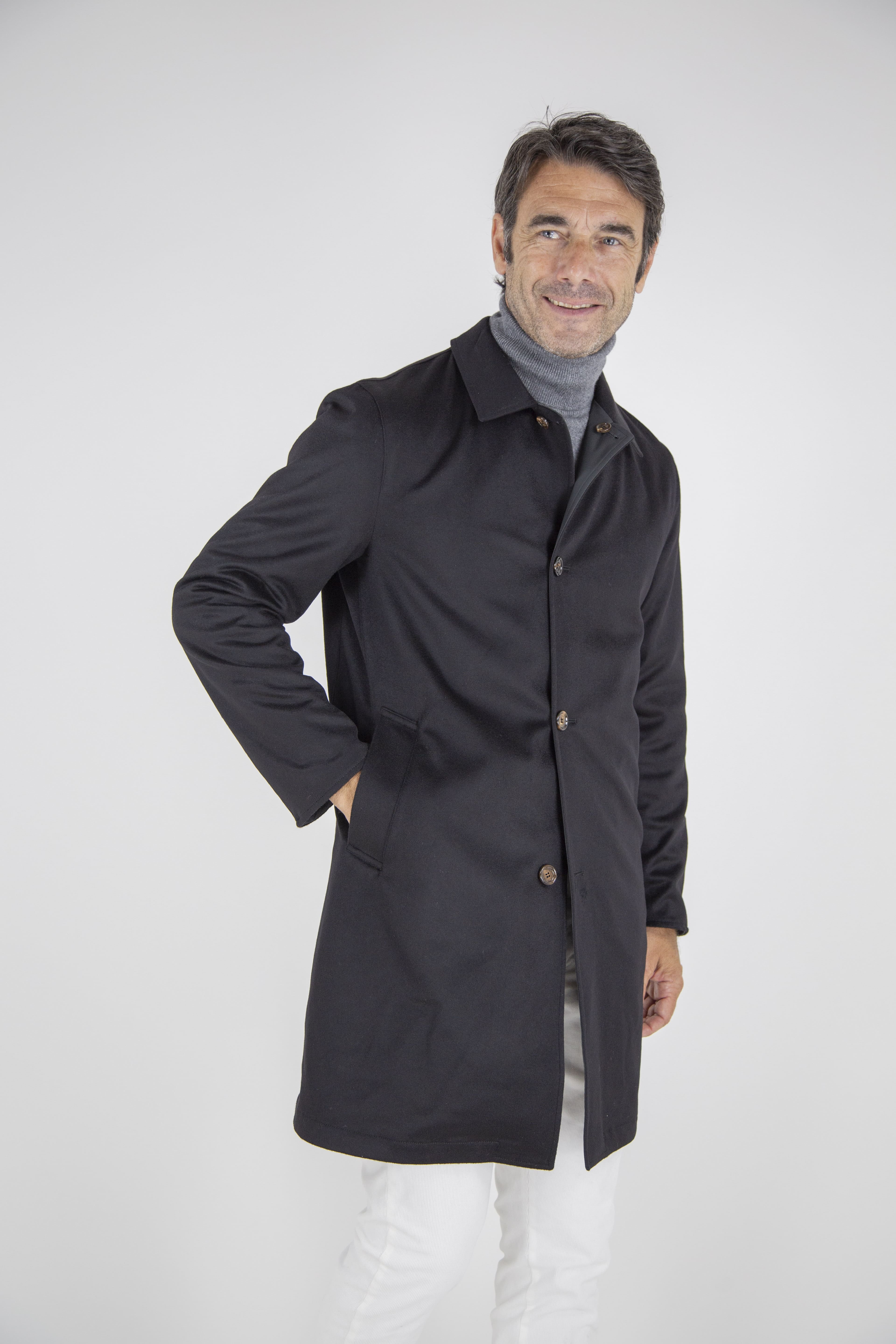 KIRED Cappotto Reversibile Cashmere Nylon Nero/Nero