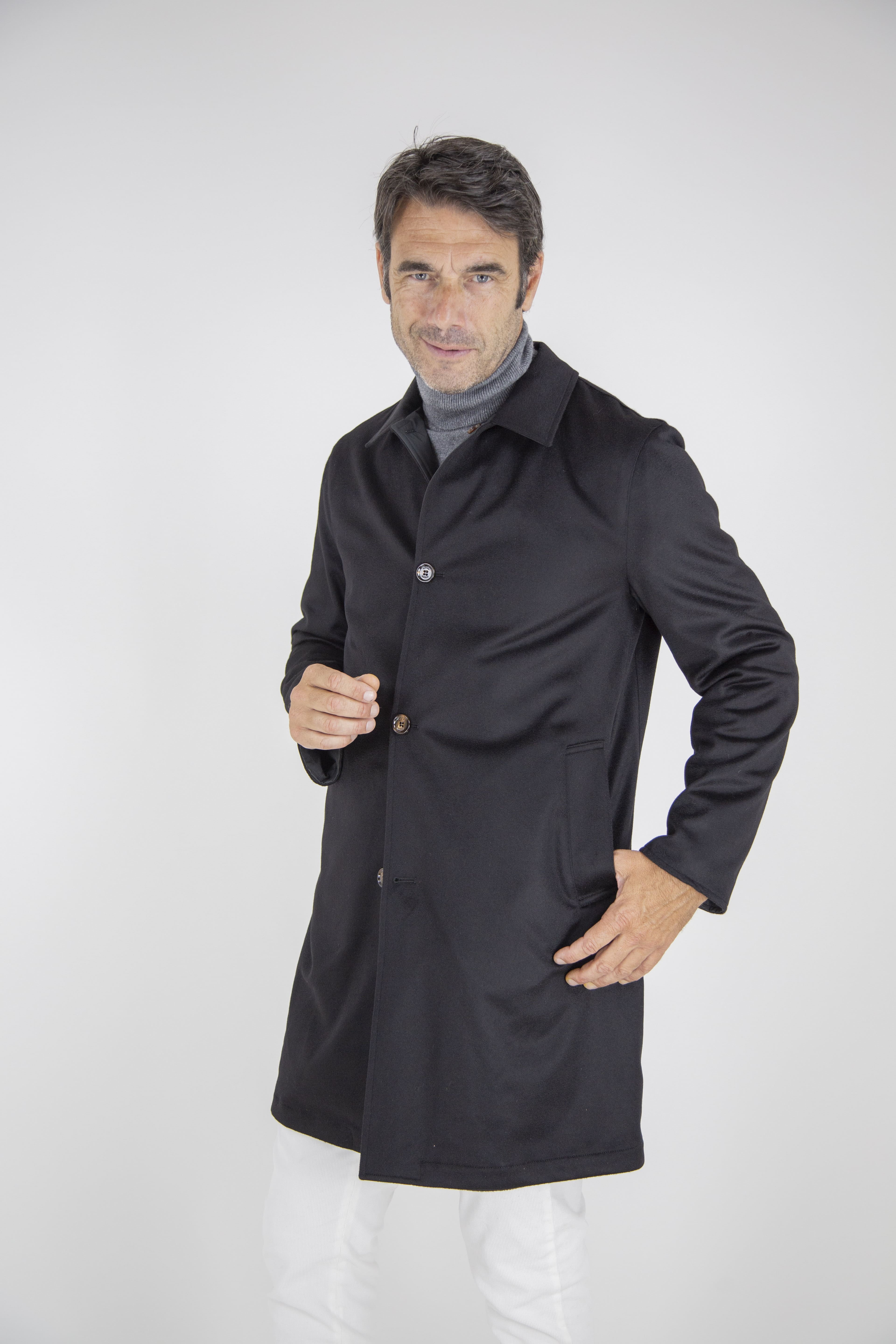 KIRED Cappotto Reversibile Cashmere Nylon Nero/Nero