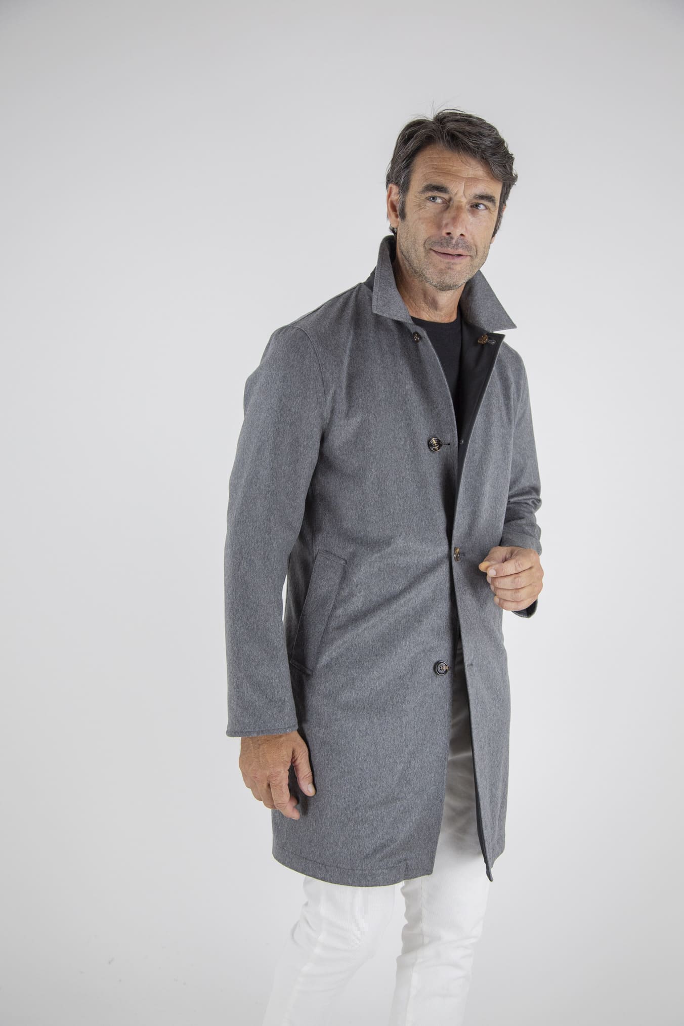 KIRED Cappotto Reversibile Cashmere Nylon Grigio/Nero