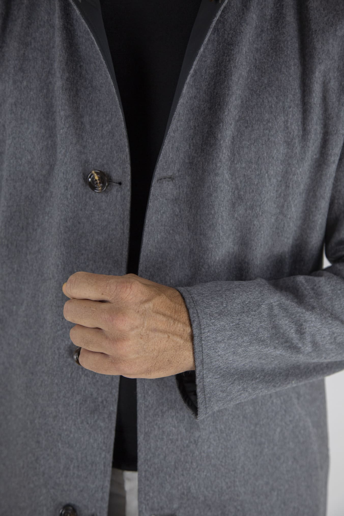 KIRED Cappotto Reversibile Cashmere Nylon Grigio/Nero