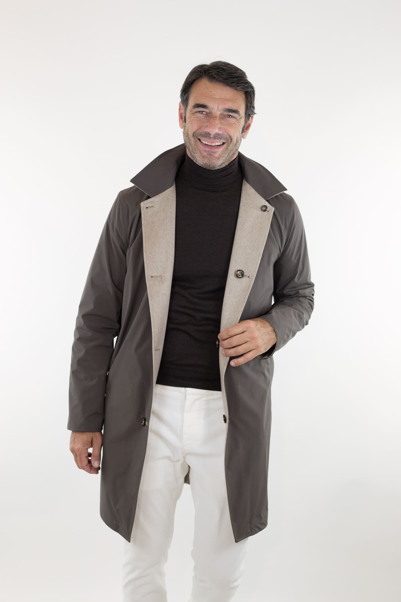 KIRED Cappotto Reversibile Cashmere Nylon Beige/Testa di Moro