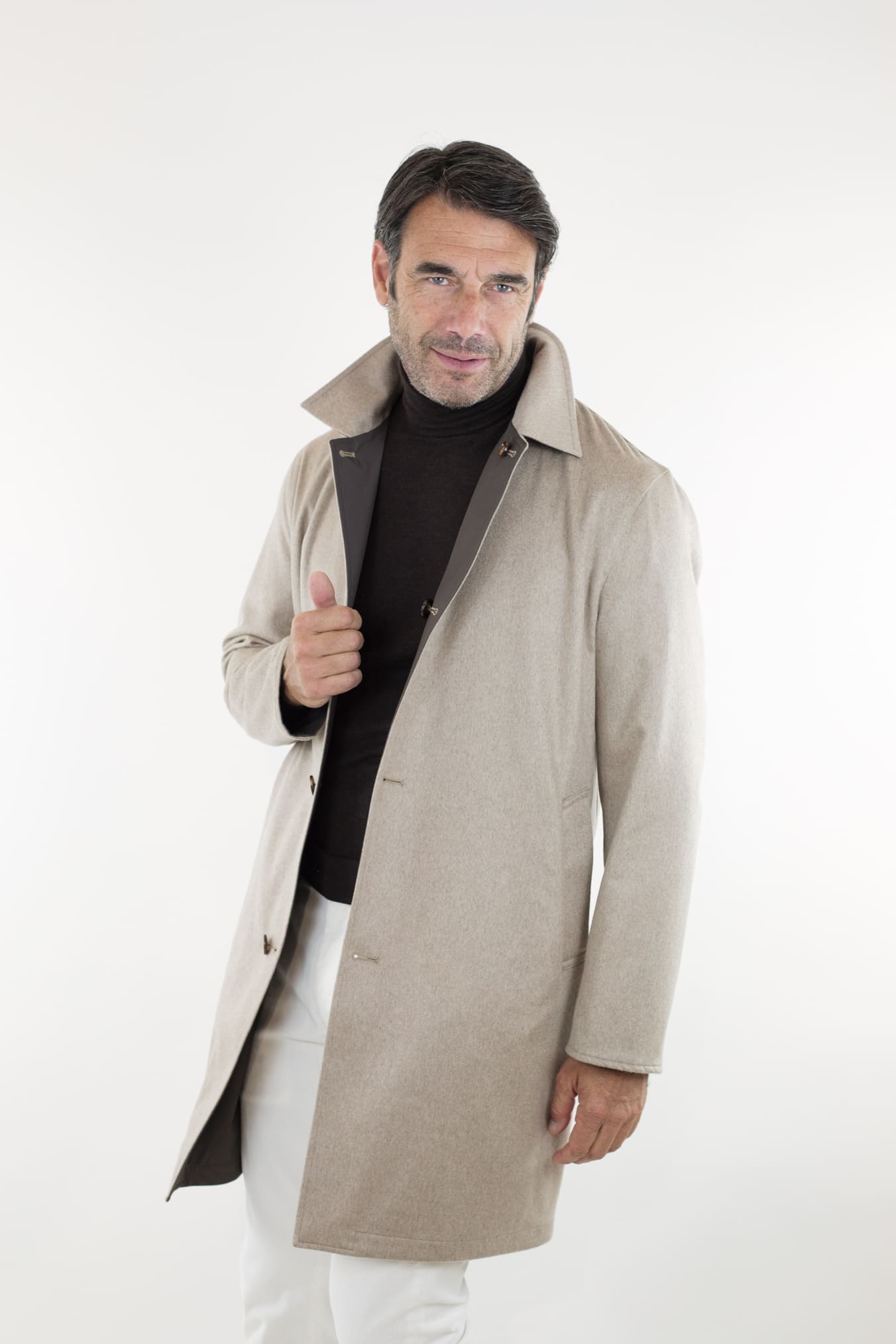 KIRED Cappotto Reversibile Cashmere Nylon Beige/Testa di Moro