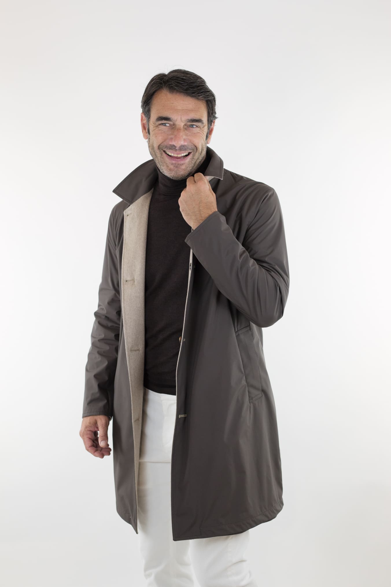 KIRED Cappotto Reversibile Cashmere Nylon Beige/Testa di Moro